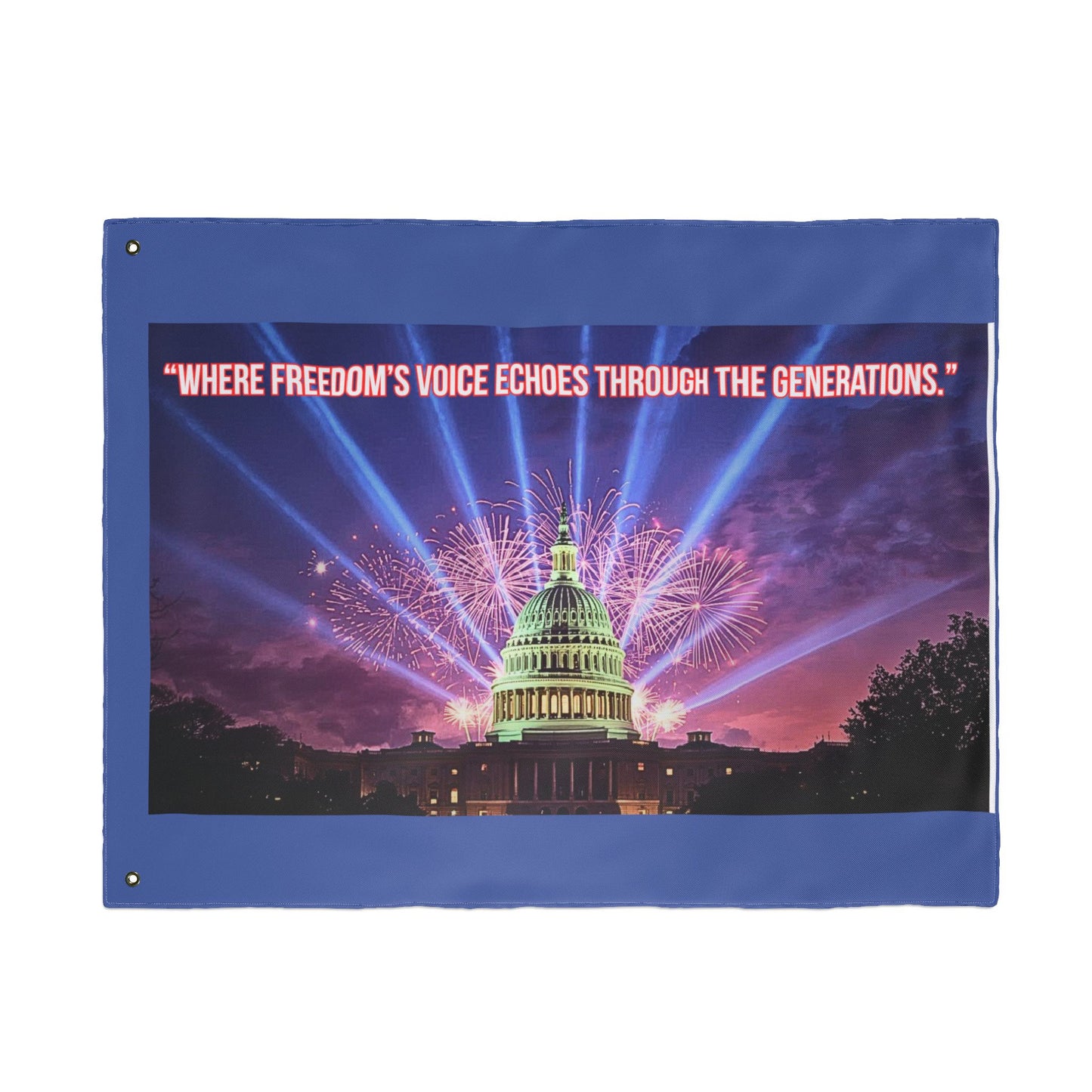 Double-Sided Patriotic Flag — "Where Freedom's Voice Echoes Through the Generations" Capitol Fireworks Garden Flag