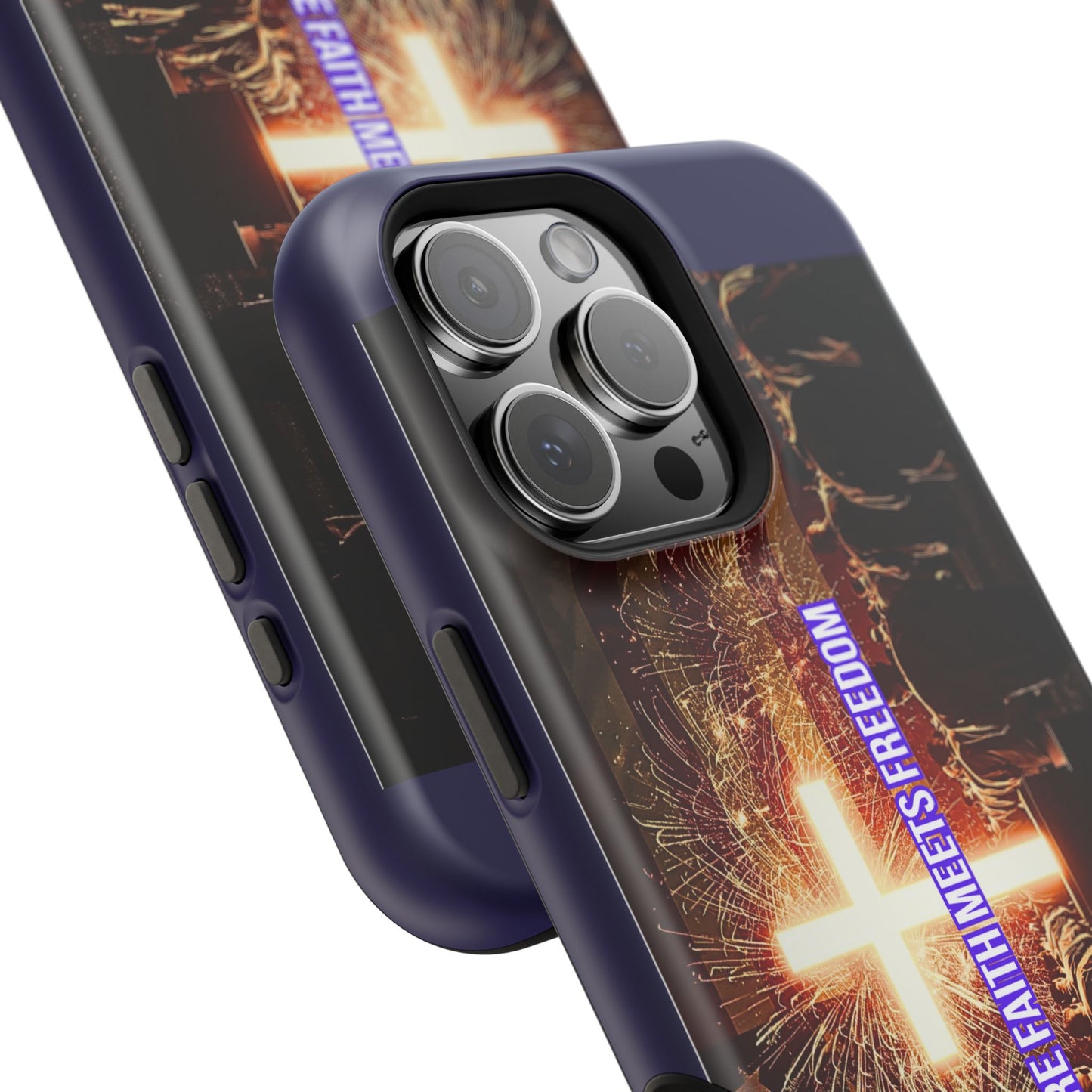 Christian Cross iPhone Case — “Where Faith Meets Freedom” Magnetic Impact-Resistant Phone Case