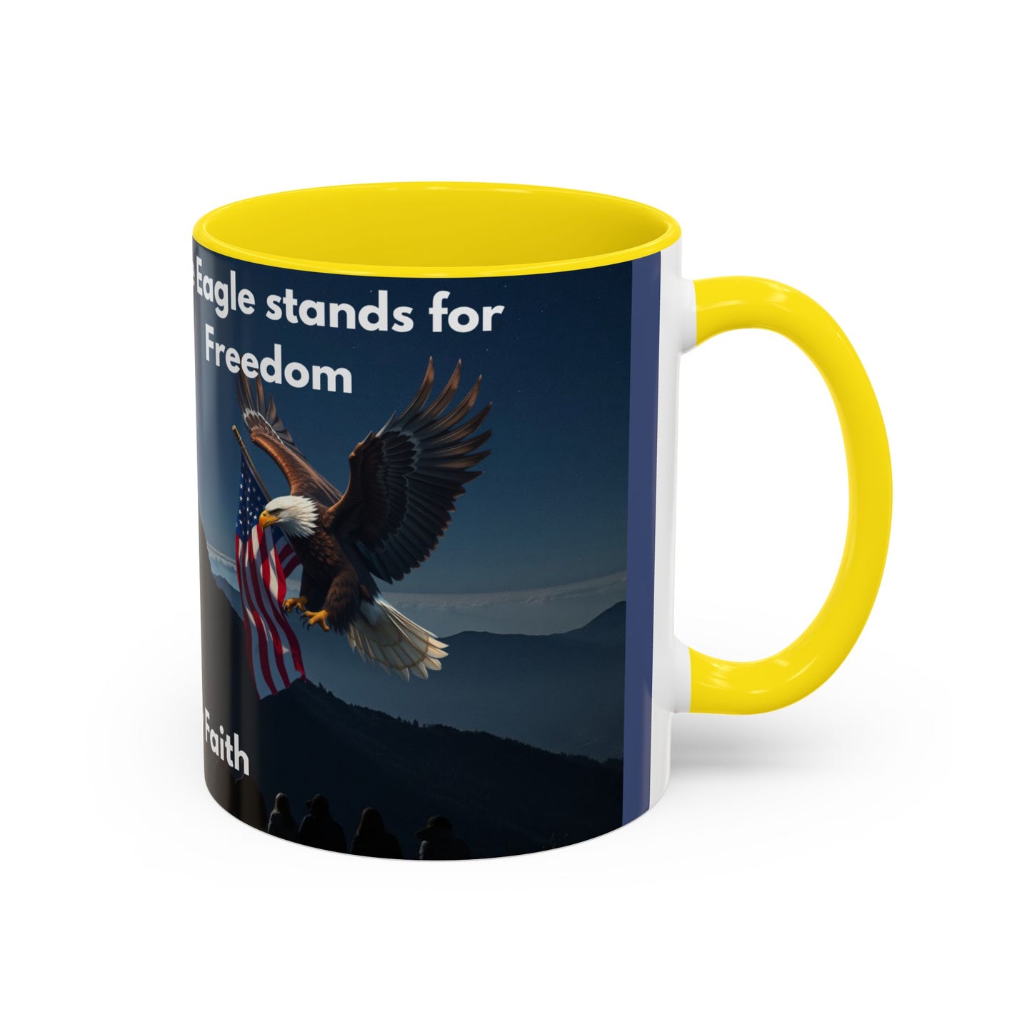 Patriotic Faith Coffee Mug — 'The Eagle Stands for Freedom' 11/15oz Accent Mug