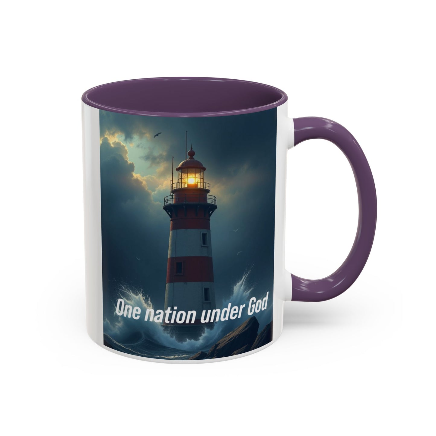Lighthouse Coffee Mug — "One Nation Under God" Inspirational Accent Mug