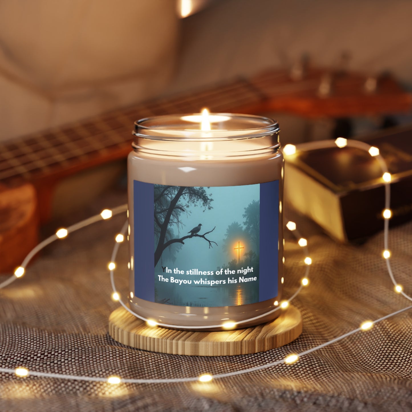 Bayou Night Soy Candle — 9oz Scented Jar with 'In the stillness of the night, The Bayou whispers his Name'