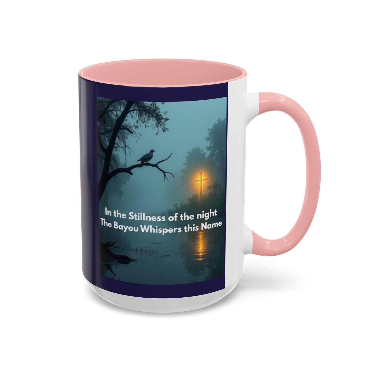 Accent Coffee Mug — Bayou Night Scene with Poetic Quote (11/15oz)