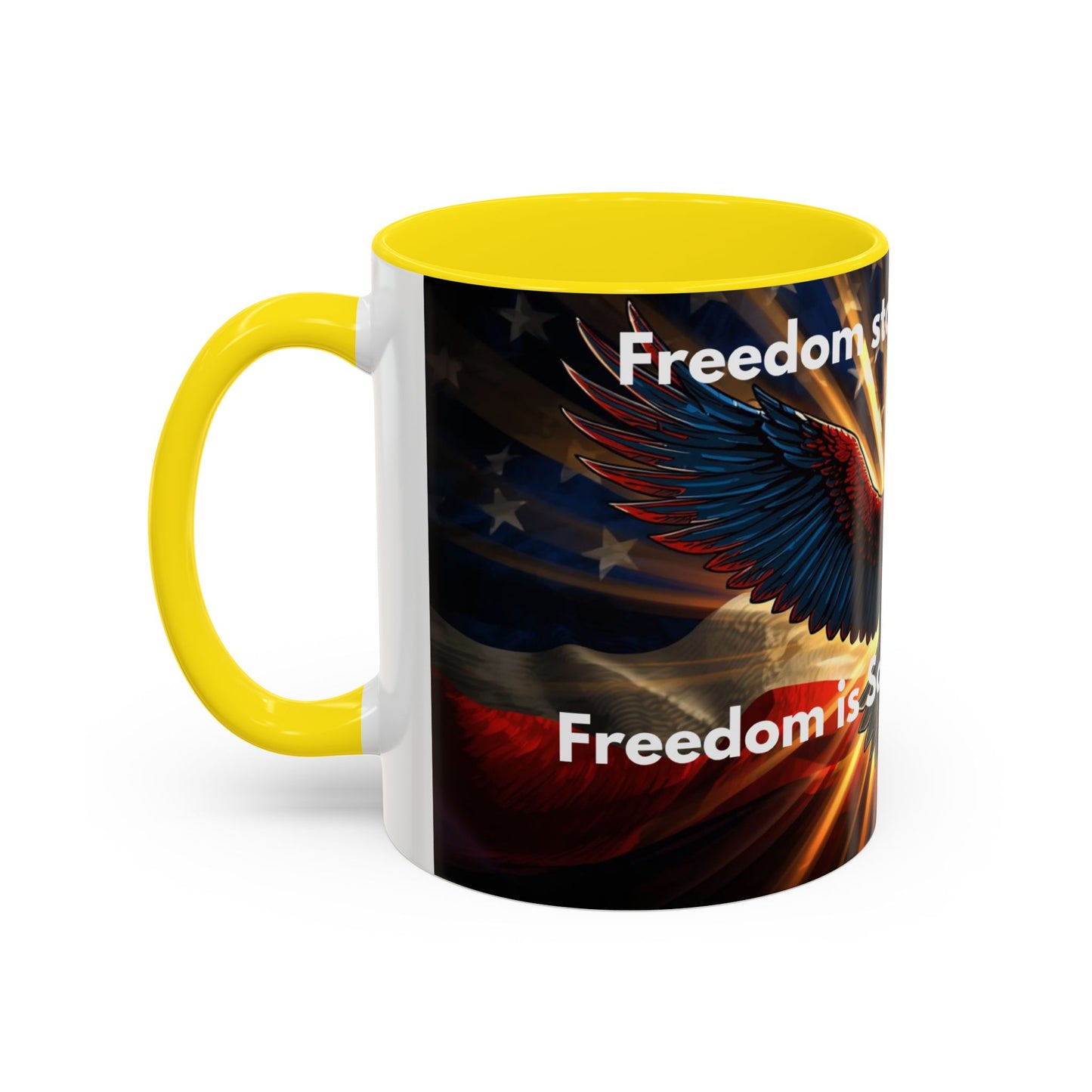 Patriotic Eagle Coffee Mug — "Freedom Stands Strong" Accent 11/15oz
