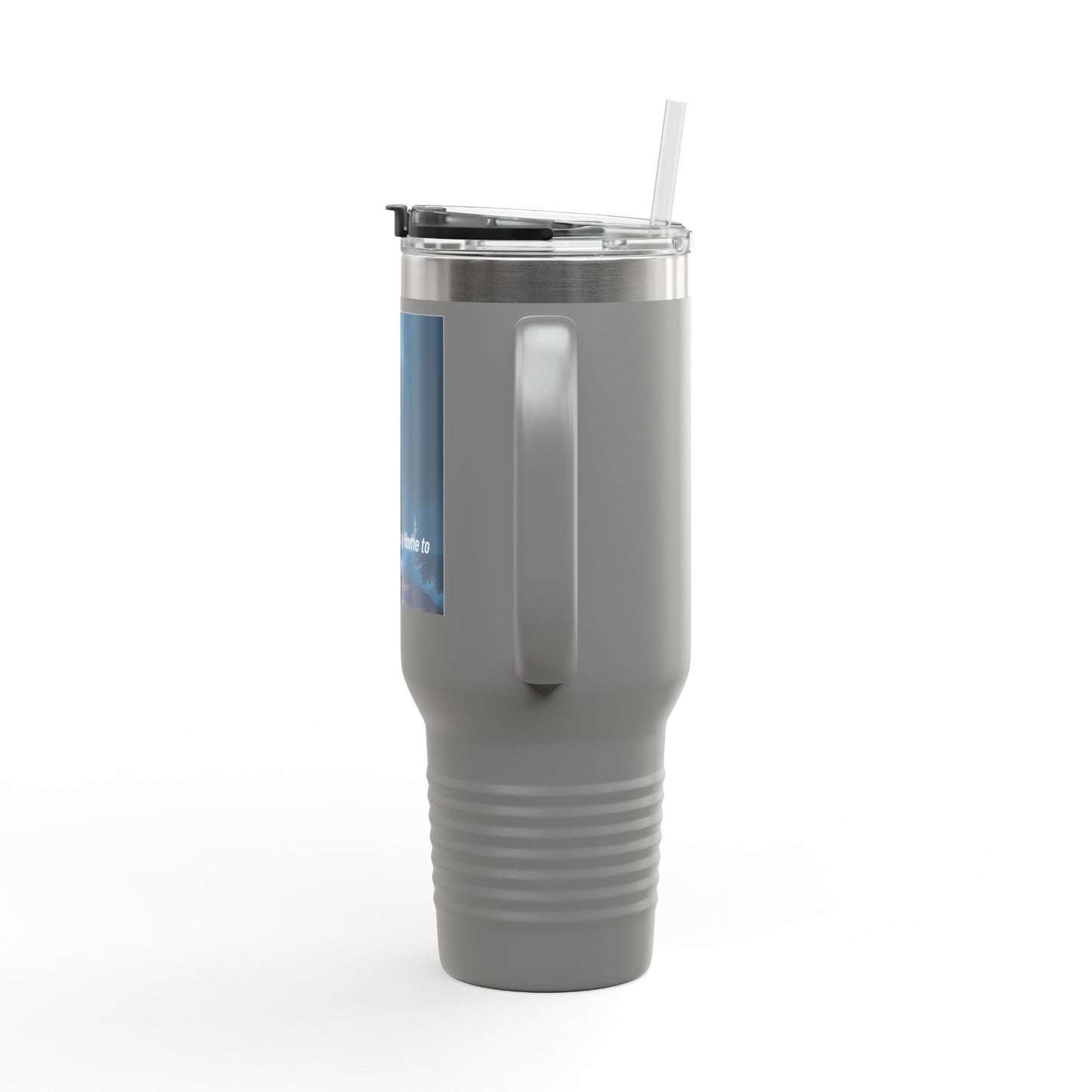 Lighthouse Travel Mug — 40oz Insulated Tumbler with "Lighting the way Home to Safety" Design