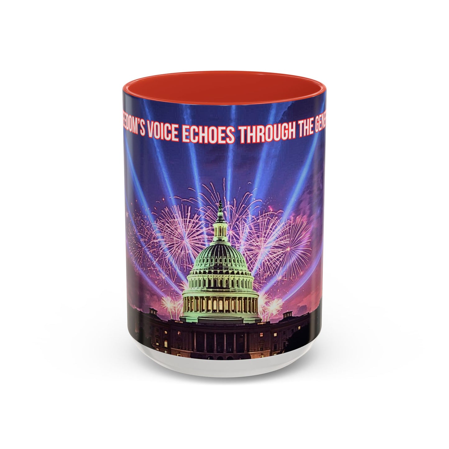 Capitol Fireworks Accent Coffee Mug — Patriotic Washington D.C. Skyline