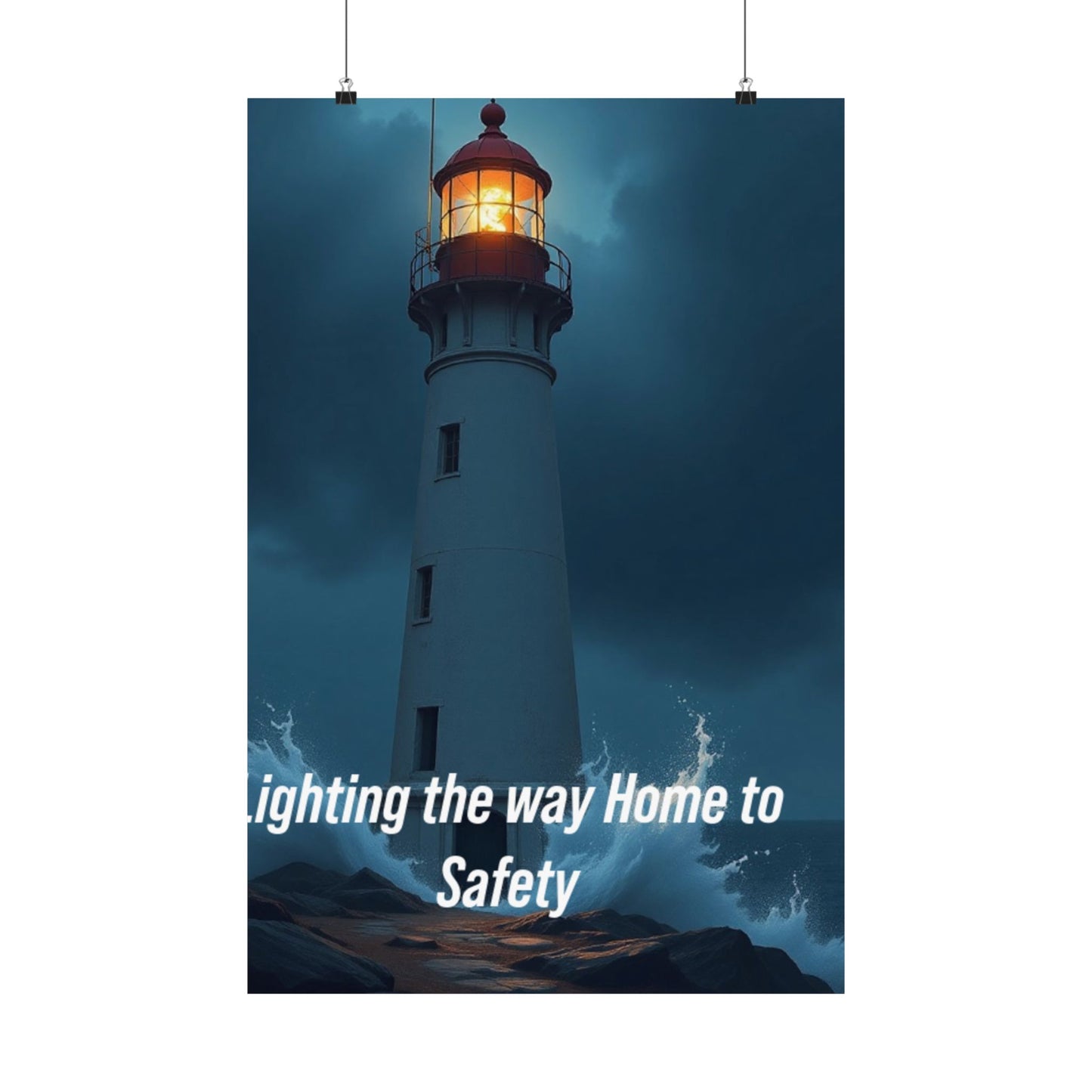 Lighthouse Satin Poster - "Lighting the Way Home to Safety" (210gsm)