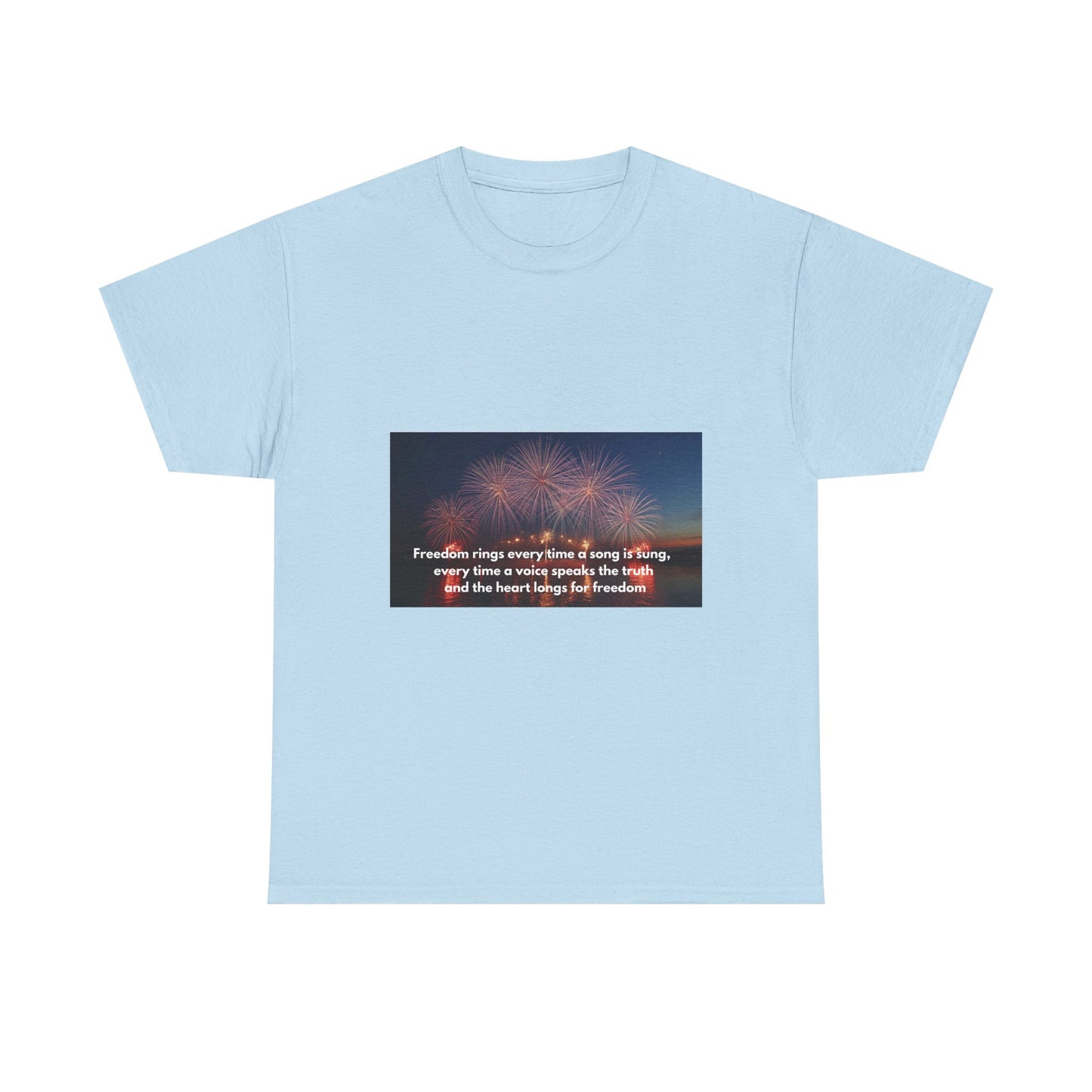 T-Shirt — Patriotic Fireworks Tee with 'Freedom Rings' Quote