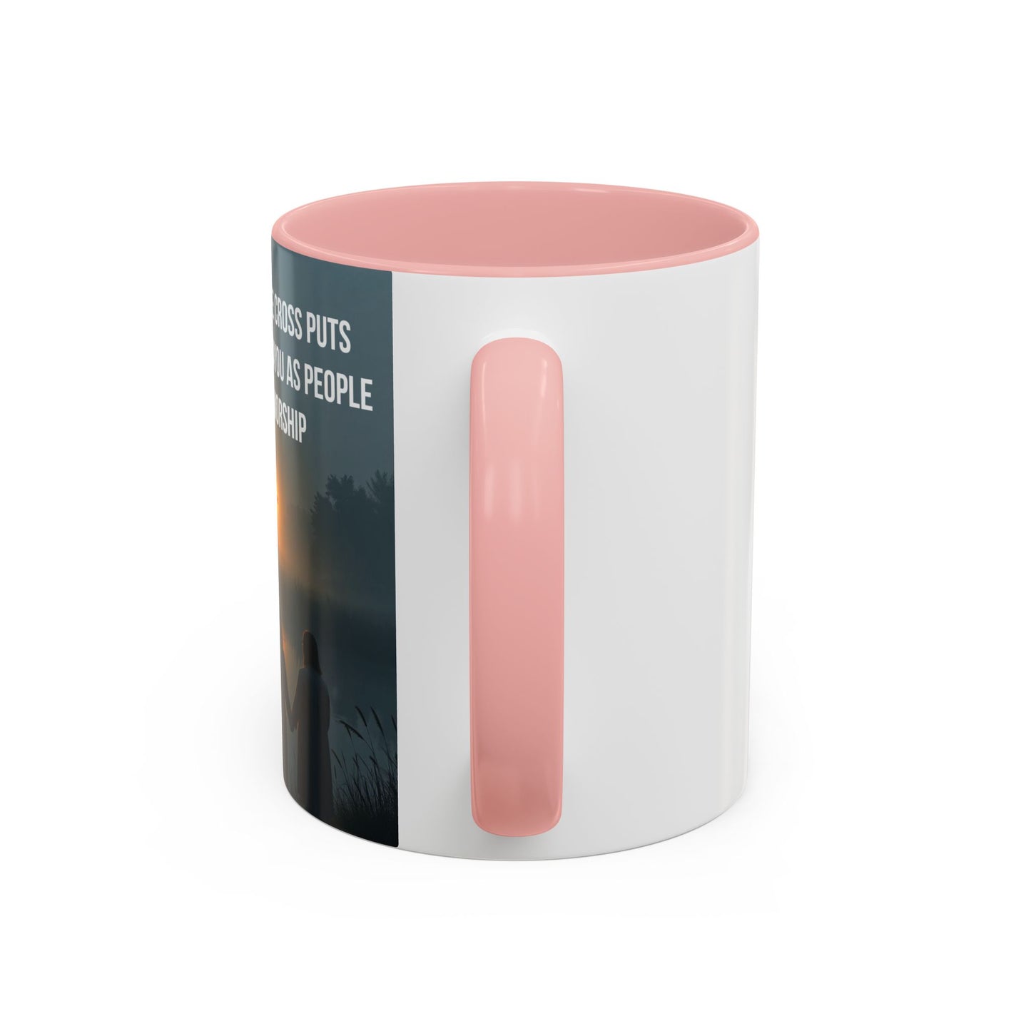 Christian Accent Coffee Mug — “The Light of the Cross” Inspirational Bible Verse Design