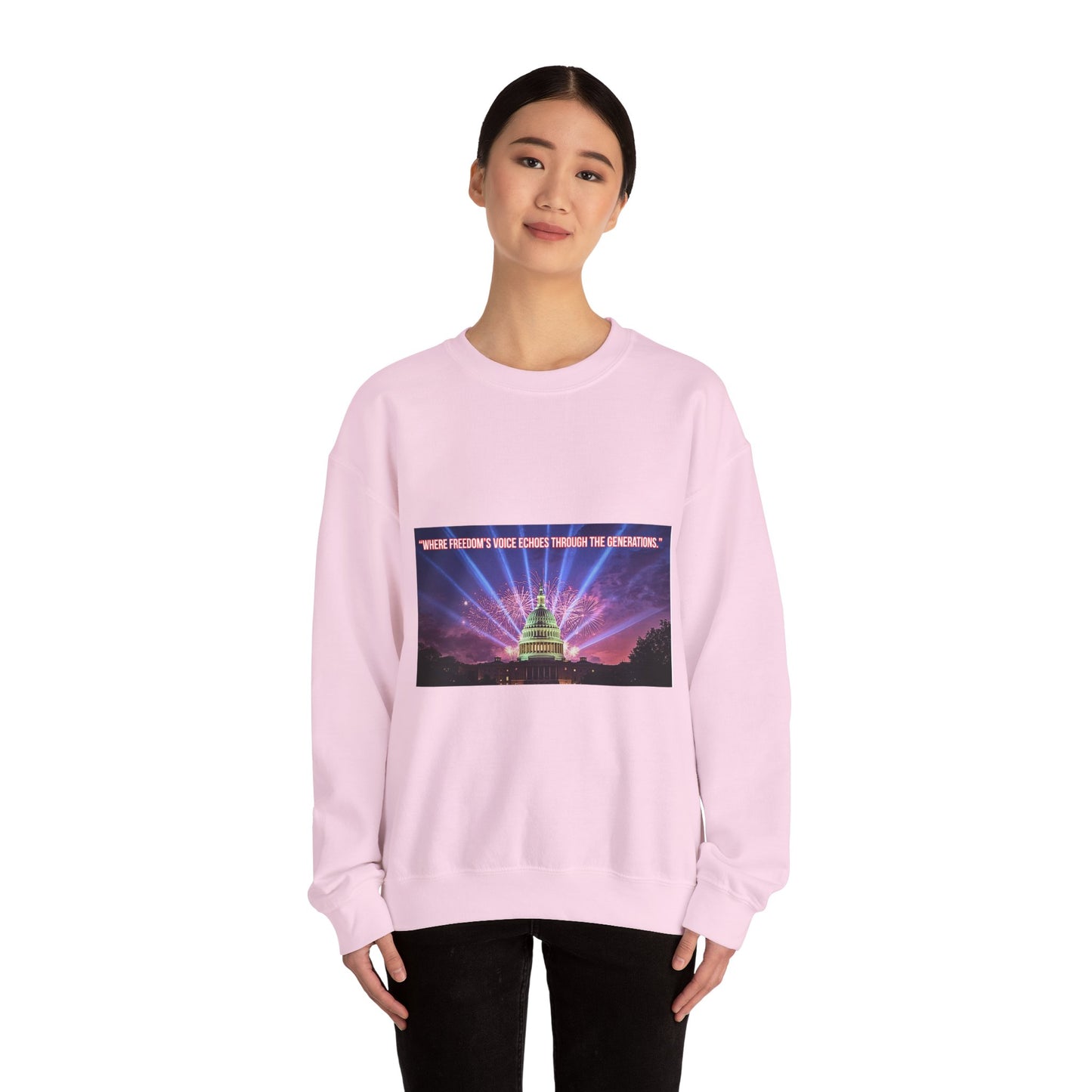 Crewneck Sweatshirt — "We’re Freedom’s Voice" Capitol Lightshow Graphic