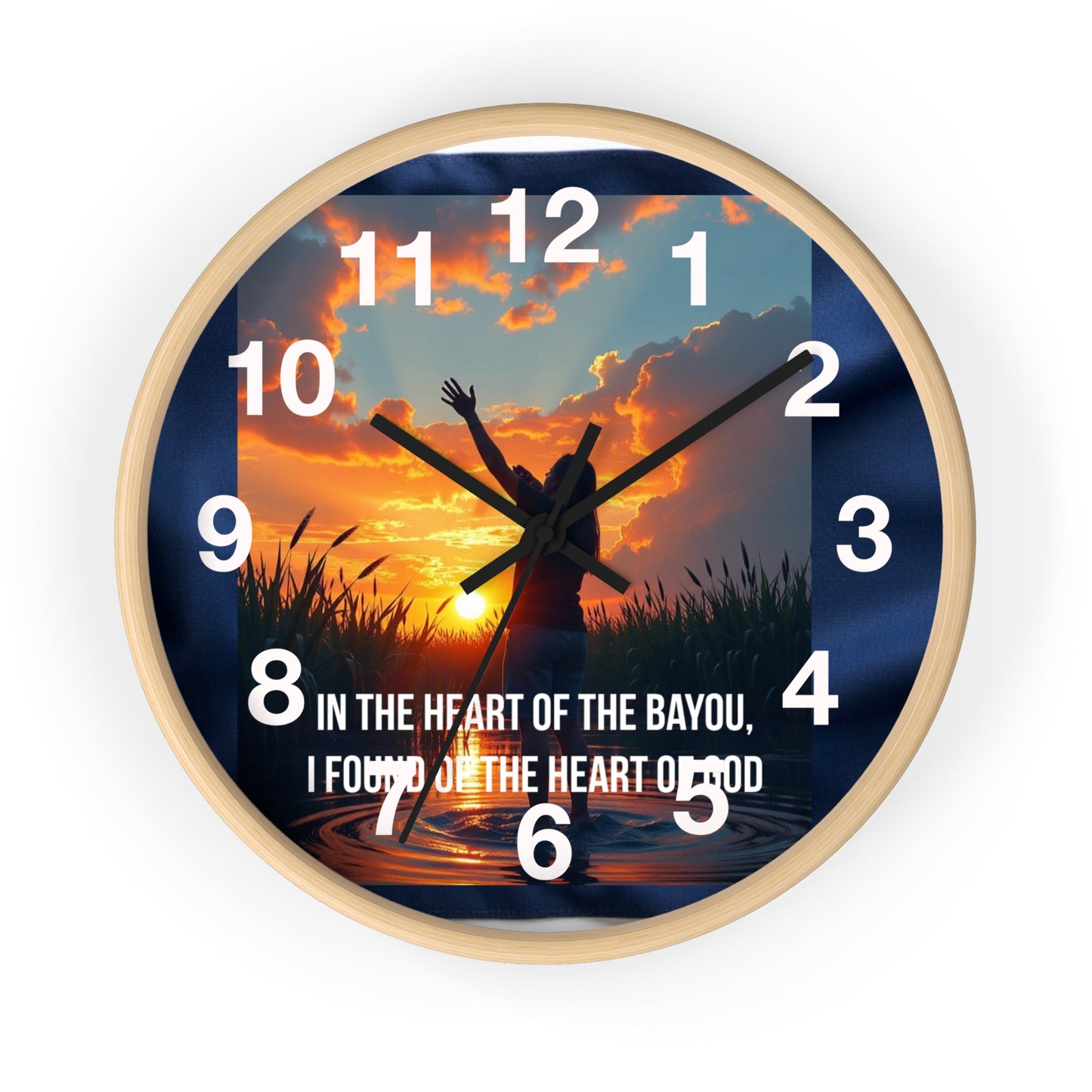 Bayou Sunset Wall Clock — "In the Heart of the Bayou, Found of the Heart of God"