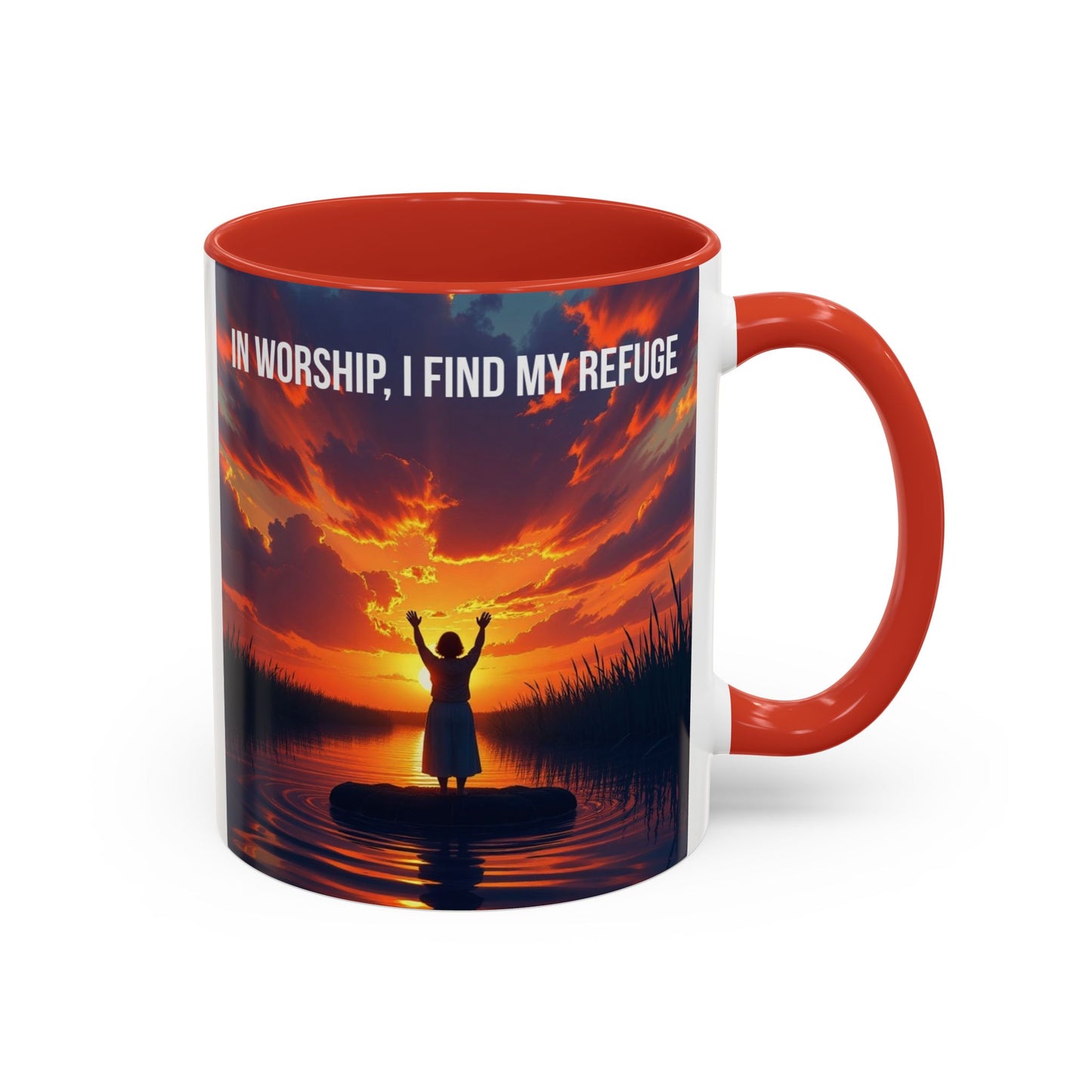 Inspirational Worship Coffee Mug - "In Worship, I Find My Refuge"