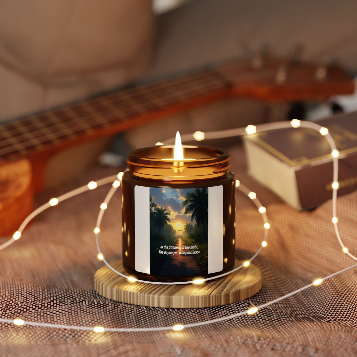 Tropical Sunset Soy Candle — Amber Jar Scented Candle with Uplifting Quote