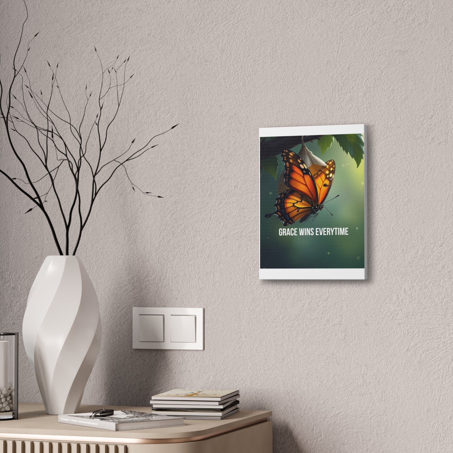 Canvas Print - 'Grace Wins Everytime' Monarch Butterfly Wall Art