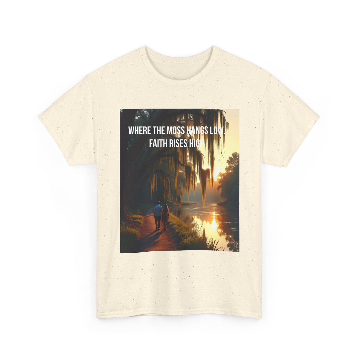 Faith Rising Tee — "Where the Moss Hangs Low, Faith Rises High" Sunset Bay Graphic T-Shirt