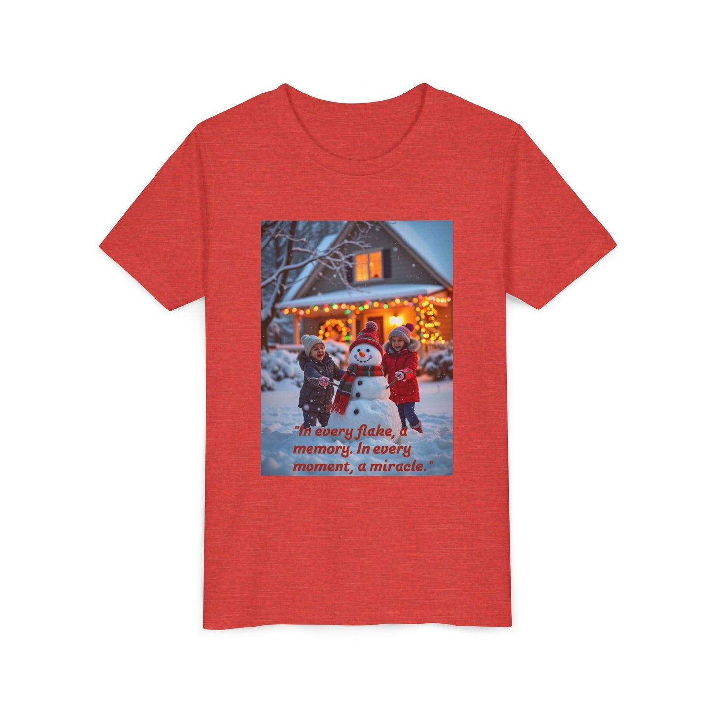 Youth Snowflake Memory Tee, Christmas T-Shirt, Holiday Gift for Kids, Winter Apparel, Fun Family Celebration Outfit, Snowman Design  70a