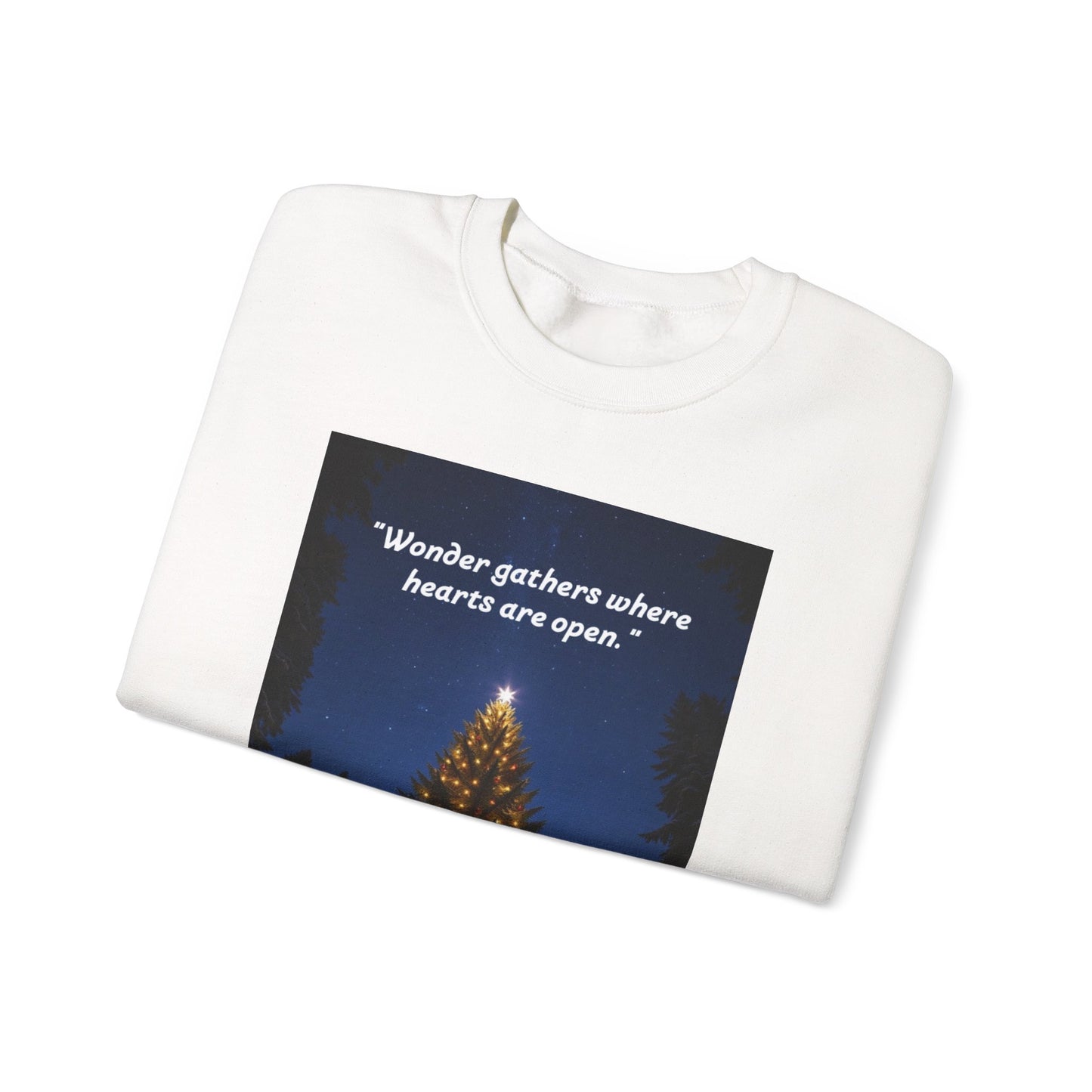 Cozy Holiday Crewneck Sweatshirt - "Wonder Gathers Where Hearts Are Open" - Perfect for Christmas, Gifts, Winter Wear, Casual Style   20