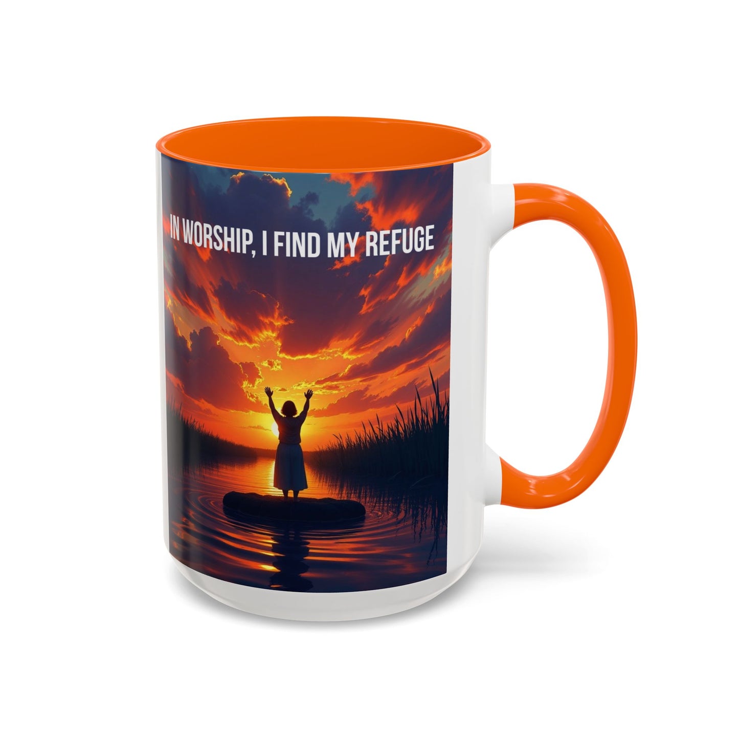 Inspirational Worship Coffee Mug - "In Worship, I Find My Refuge"