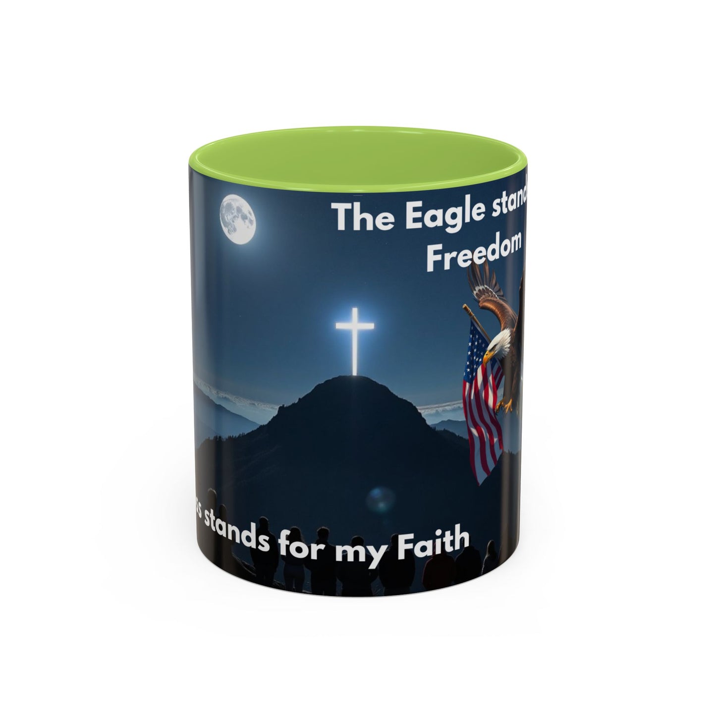 Patriotic Faith Coffee Mug — 'The Eagle Stands for Freedom' 11/15oz Accent Mug