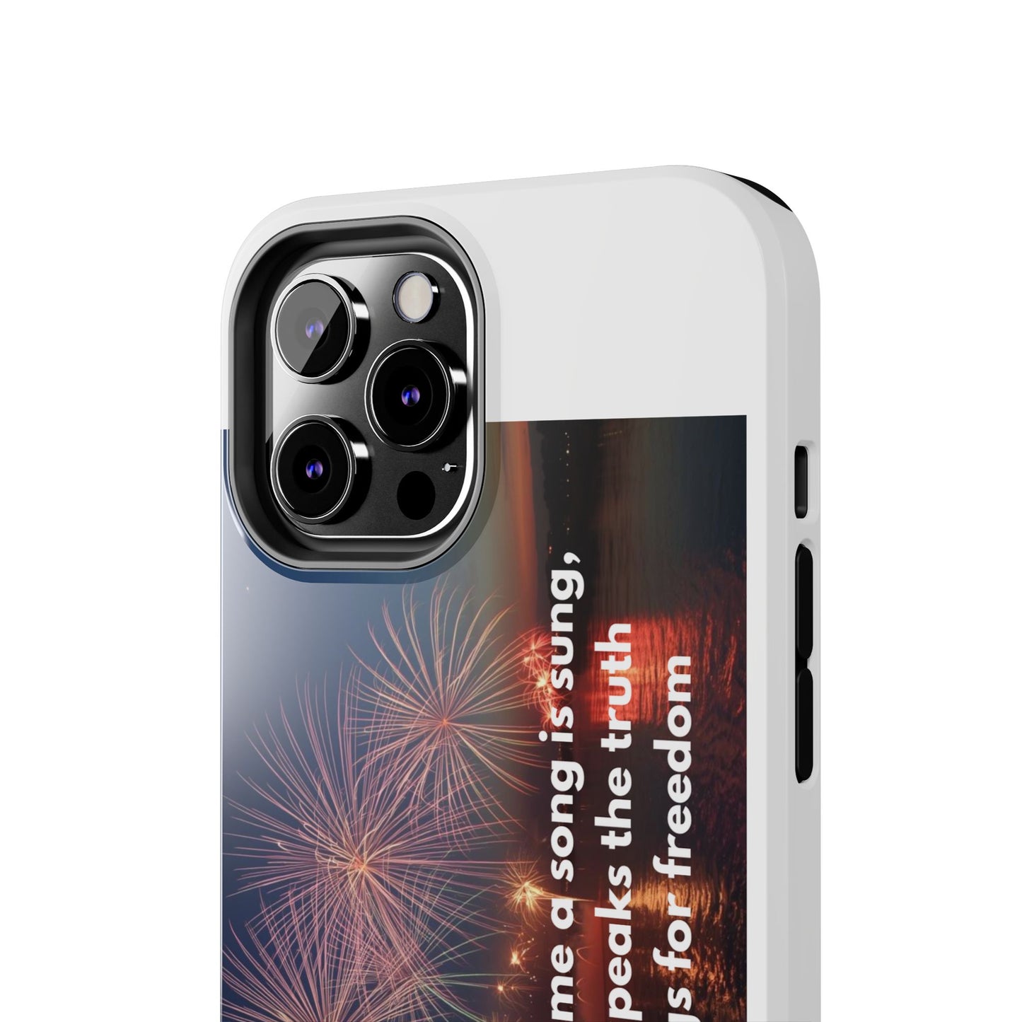 Patriotic Fireworks Tough Phone Case — "Freedom" Quote Protective Cover