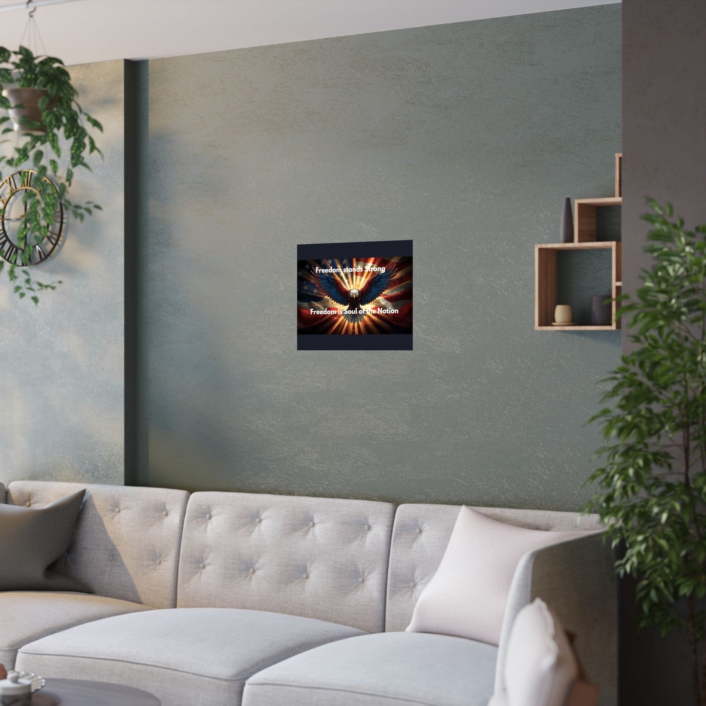 Patriotic Eagle Satin Poster — "Freedom Stands Strong / Freedom is Soul of the Nation"