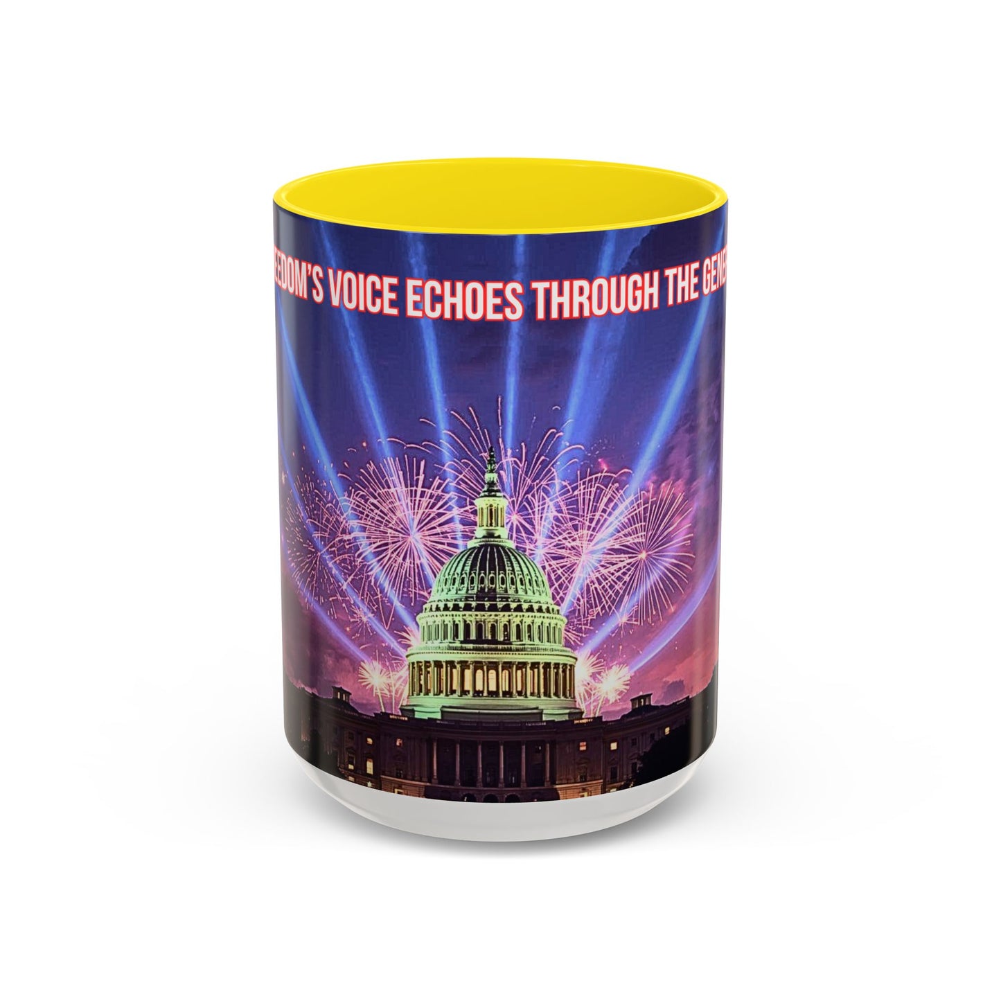 Capitol Fireworks Accent Coffee Mug — Patriotic Washington D.C. Skyline