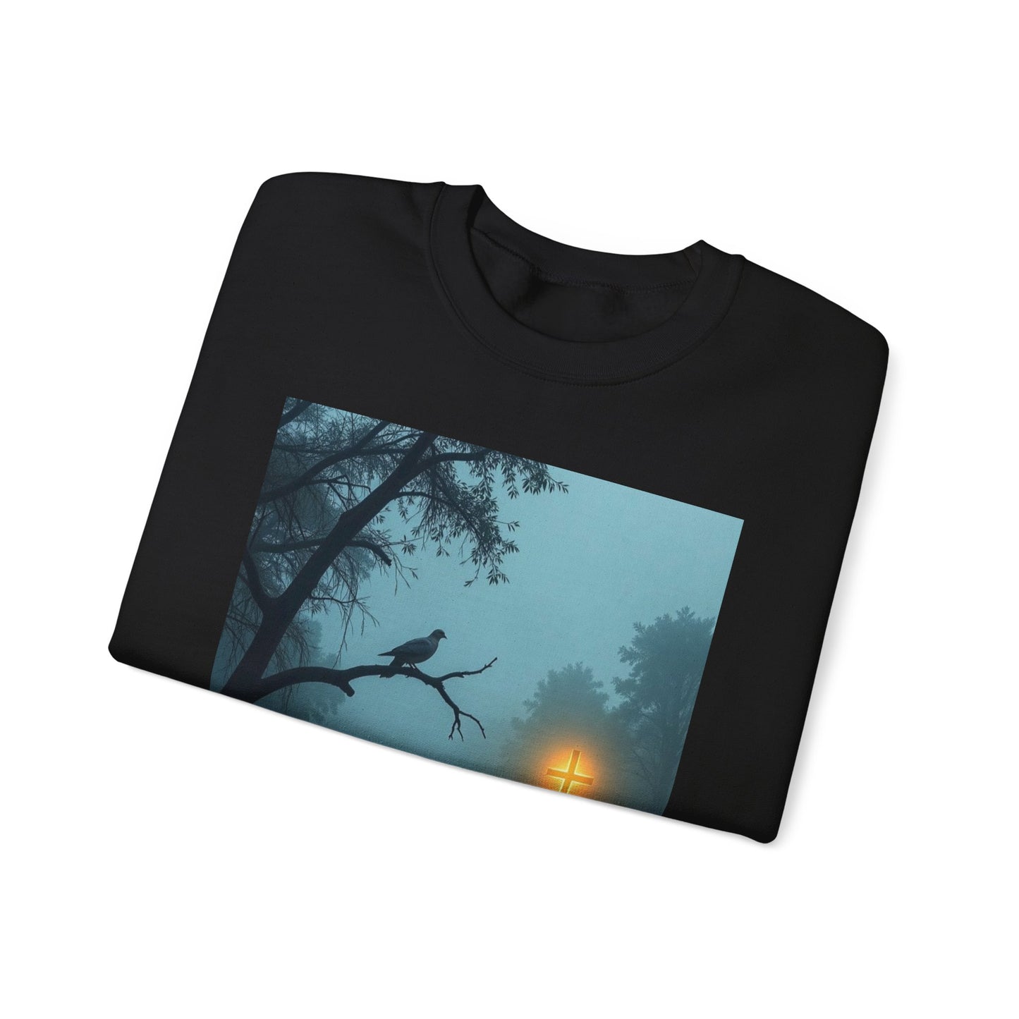 Christian Sweatshirt - "The Cross Stands Tall Over Every Storm" Inspirational Crewneck