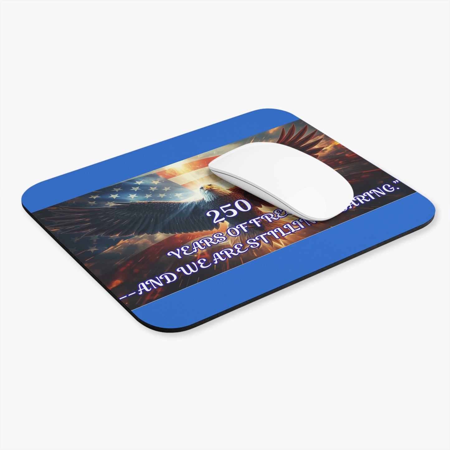 Patriotic Eagle Mouse Pad - "250 Years of Freedom" American Flag Desk Mat