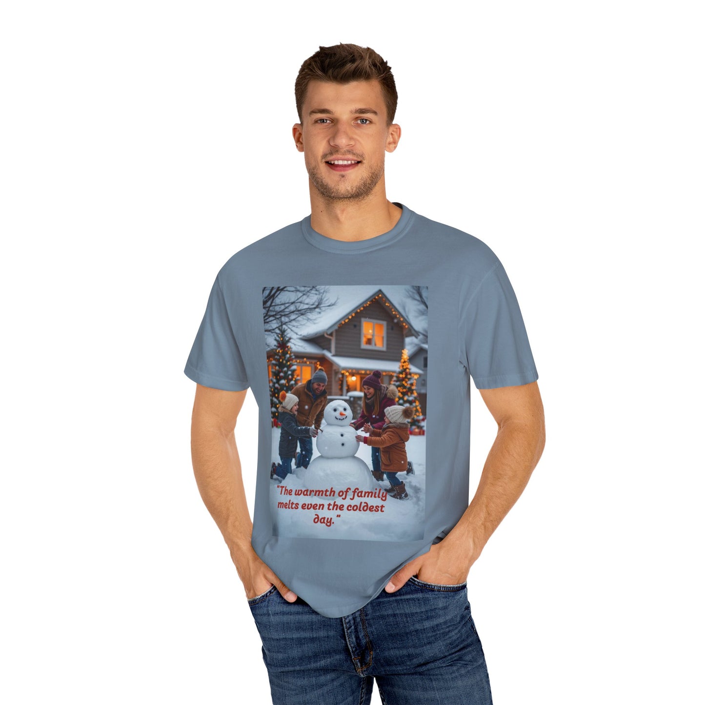 Cozy Family Holiday T-shirt, Warmth of Family Quote Tee, Unisex Winter Shirt, Christmas Gift, Family Gathering Apparel