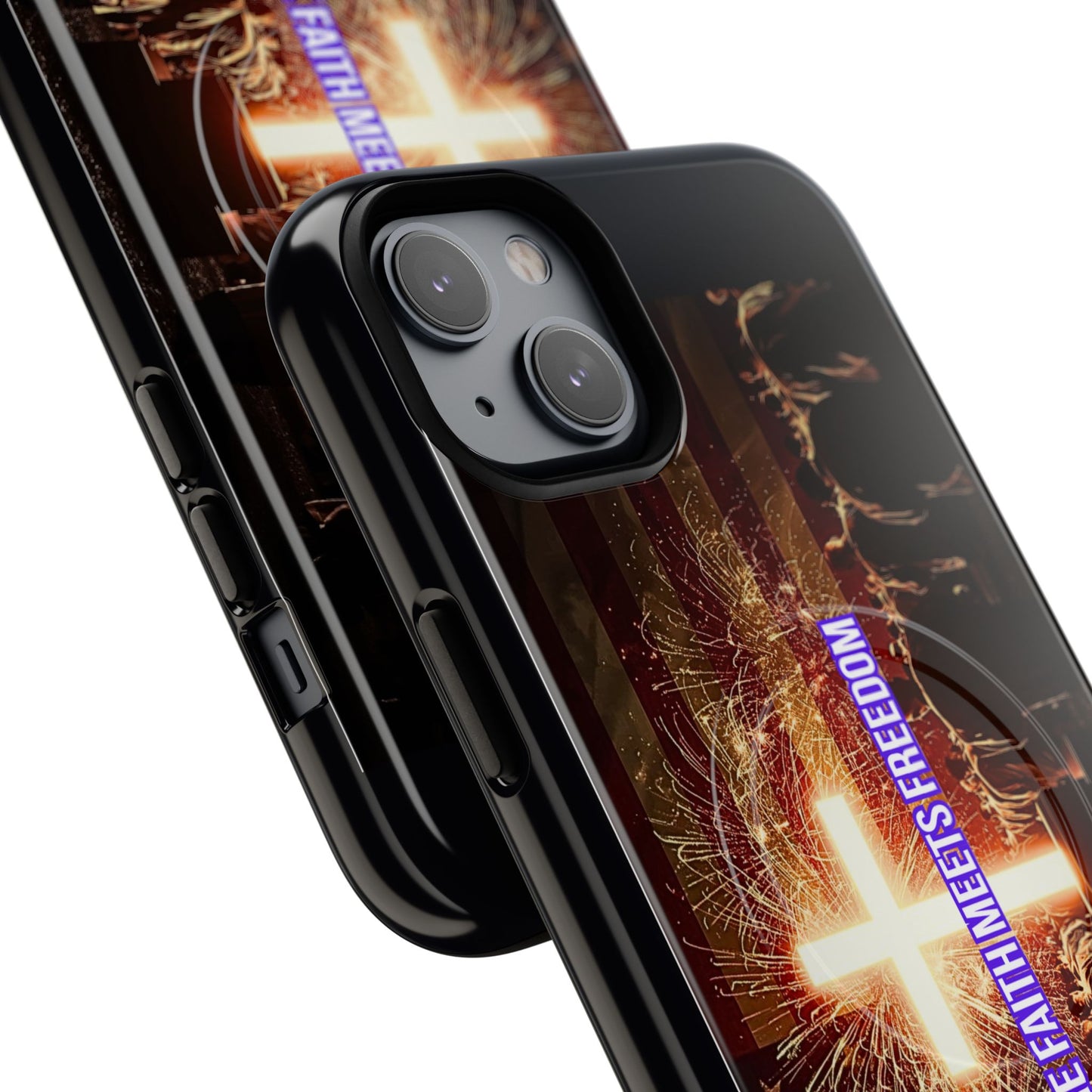 Christian Cross Phone Case - "Where Faith Meets Freedom" Tough Magnetic Case