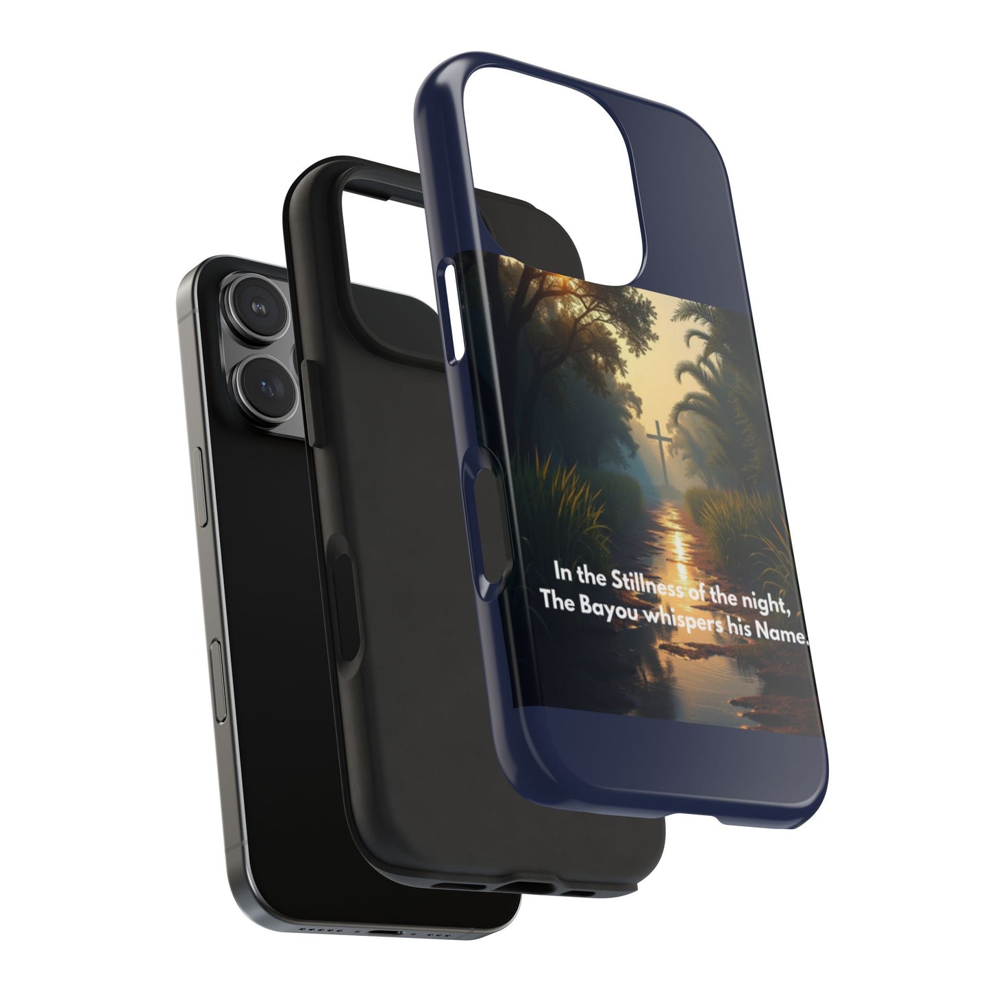 Bayou Cross Phone Case — "In the Stillness of the Night, The Bayou Whispers His Name"