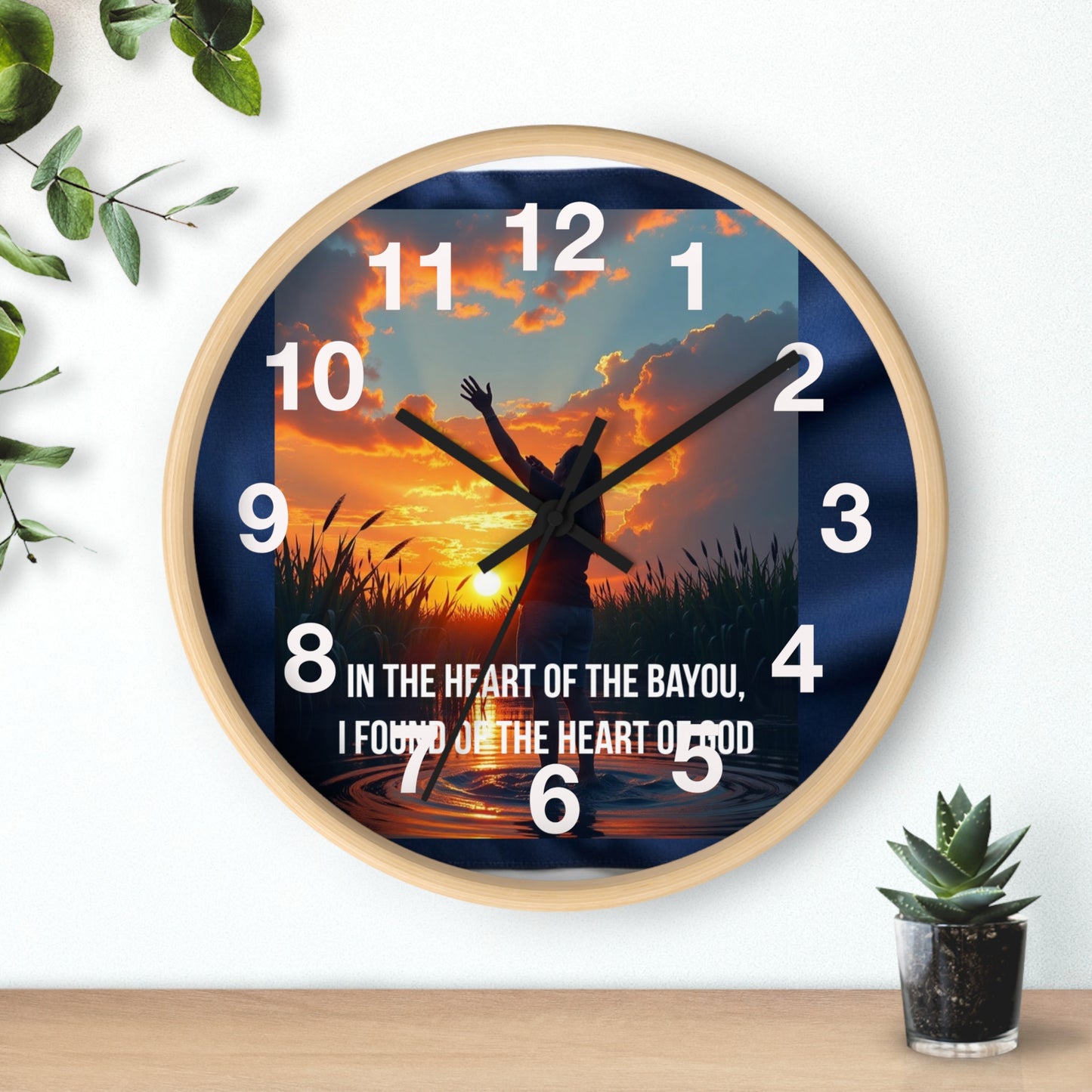 Bayou Sunset Wall Clock — "In the Heart of the Bayou, Found of the Heart of God"