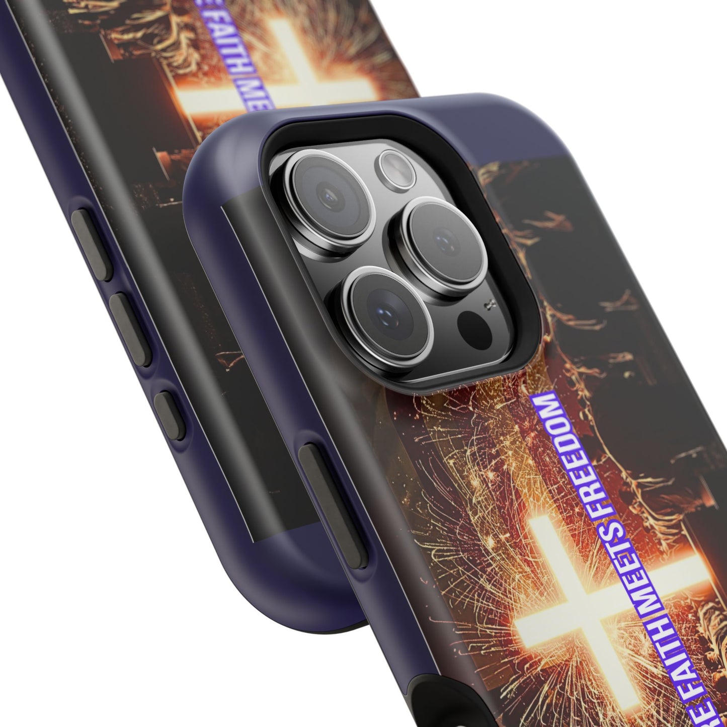 Christian Cross iPhone Case — “Where Faith Meets Freedom” Magnetic Impact-Resistant Phone Case