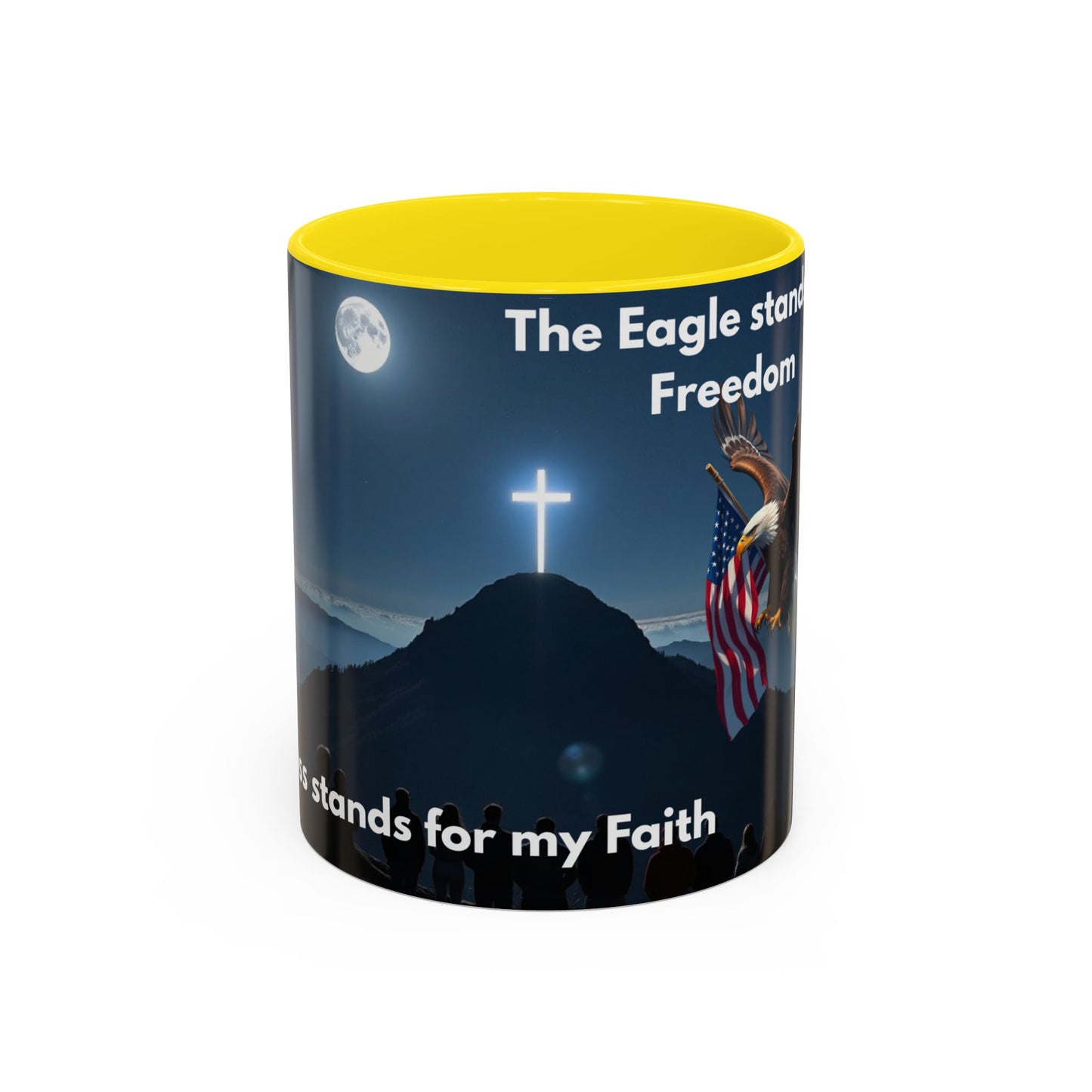 Patriotic Faith Coffee Mug — 'The Eagle Stands for Freedom' 11/15oz Accent Mug