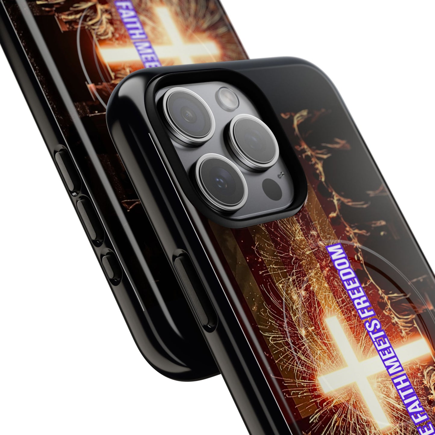 Christian Cross Phone Case - "Where Faith Meets Freedom" Tough Magnetic Case