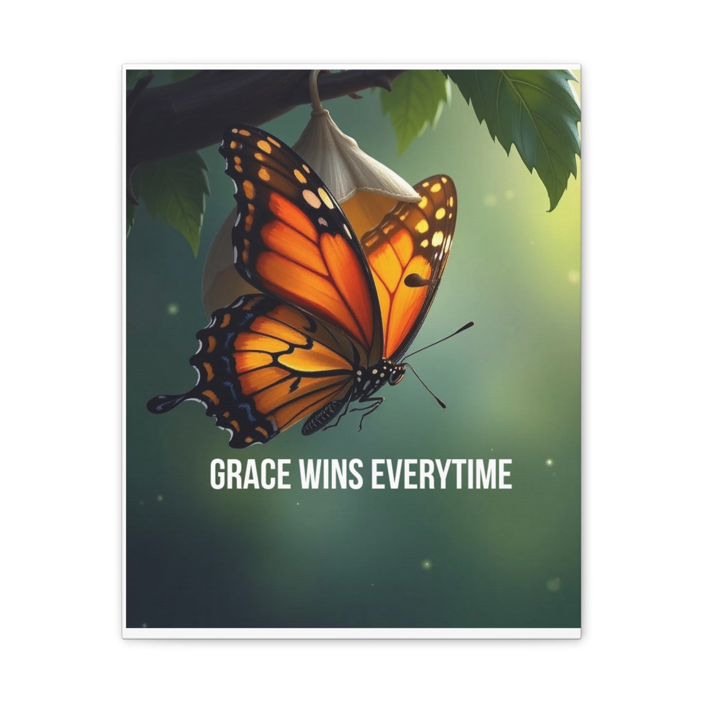 Canvas Print - 'Grace Wins Everytime' Monarch Butterfly Wall Art