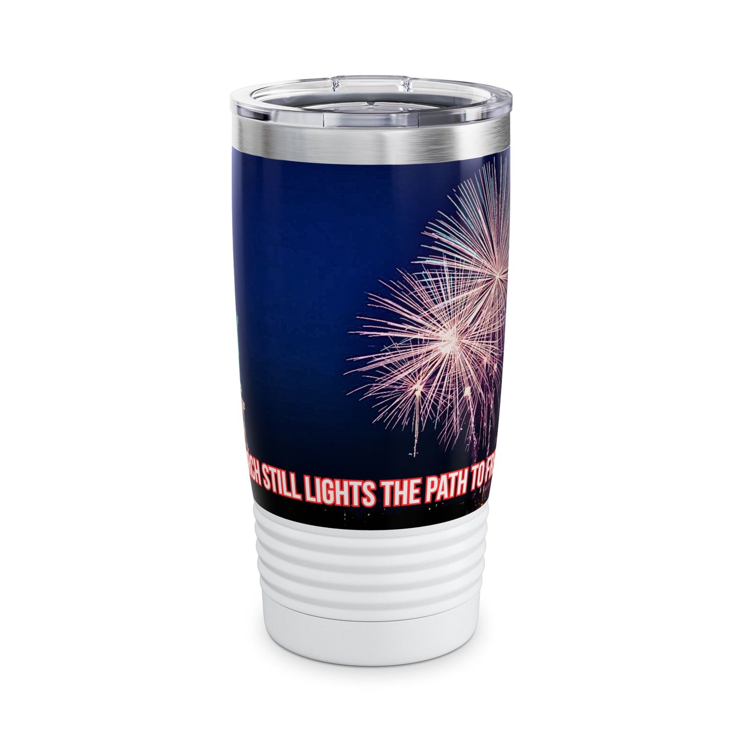 Statue of Liberty Fireworks 20oz Tumbler — "Her Torch Still Lights the Path"