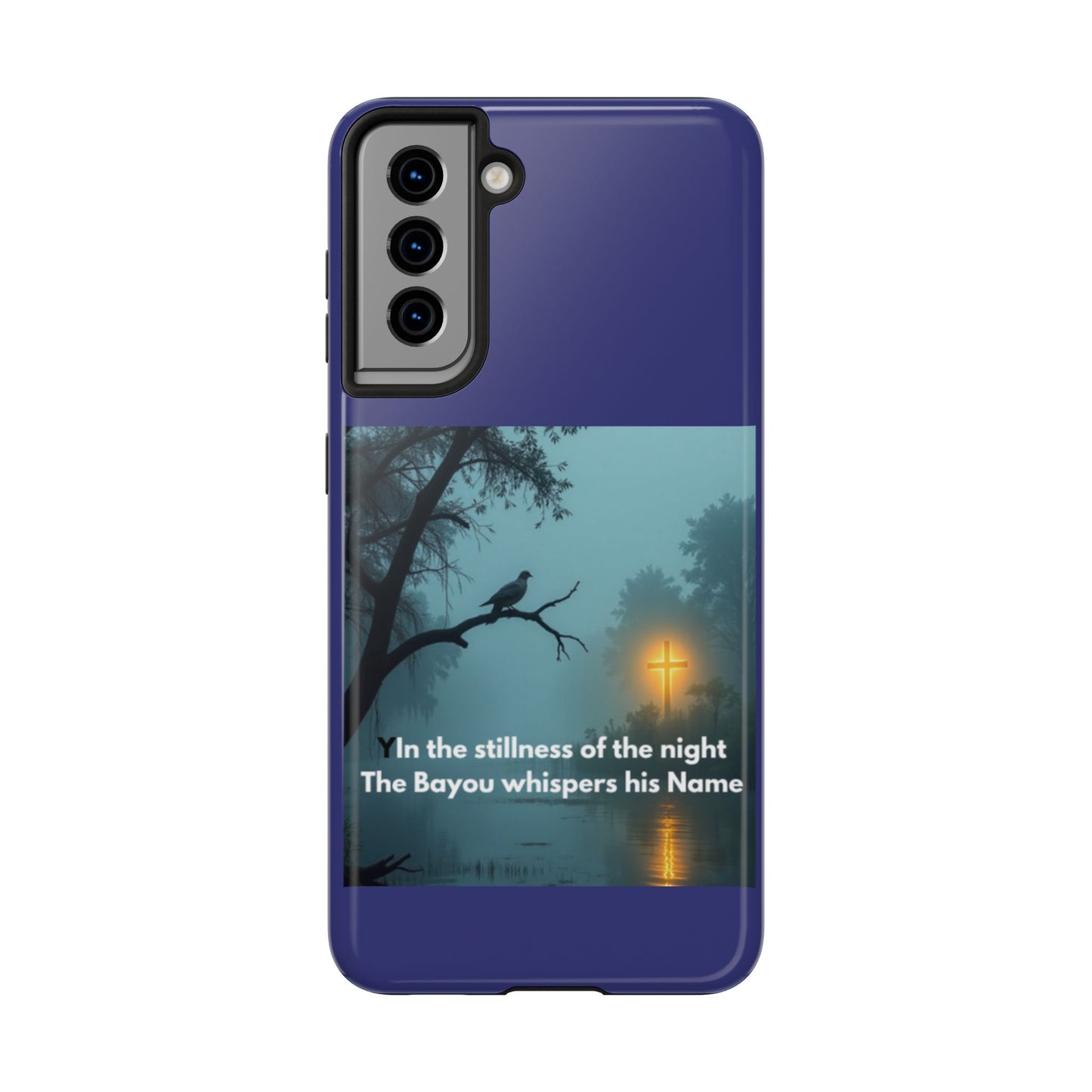 Tough Phone Case — 'In the stillness of the night the Bayou whispers his Name' Moody Bayou Cross Design