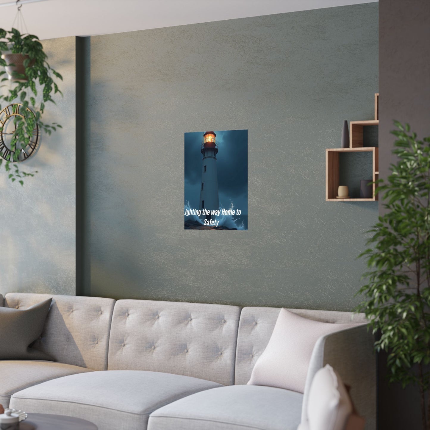 Lighthouse Satin Poster - "Lighting the Way Home to Safety" (210gsm)