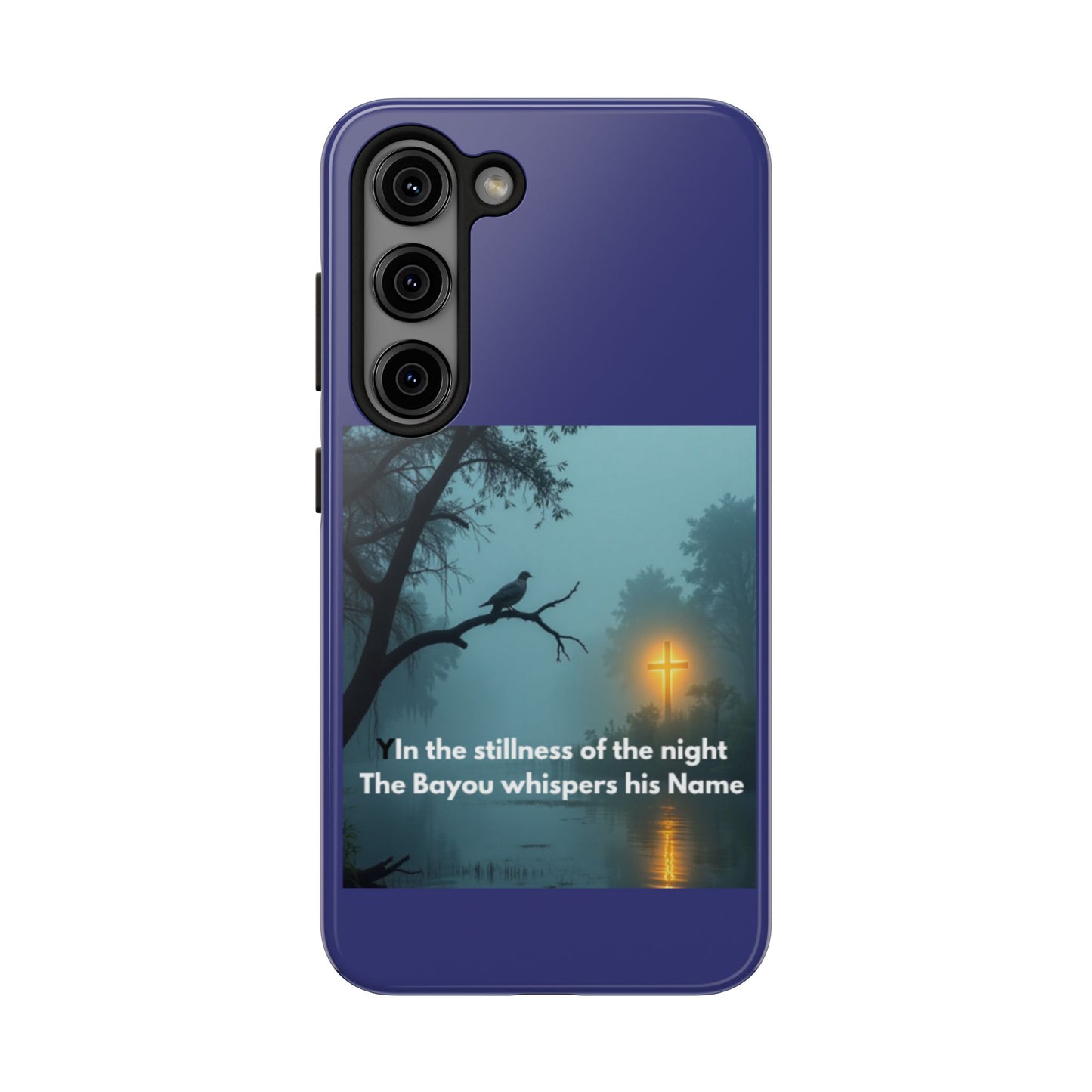 Tough Phone Case — 'In the stillness of the night the Bayou whispers his Name' Moody Bayou Cross Design