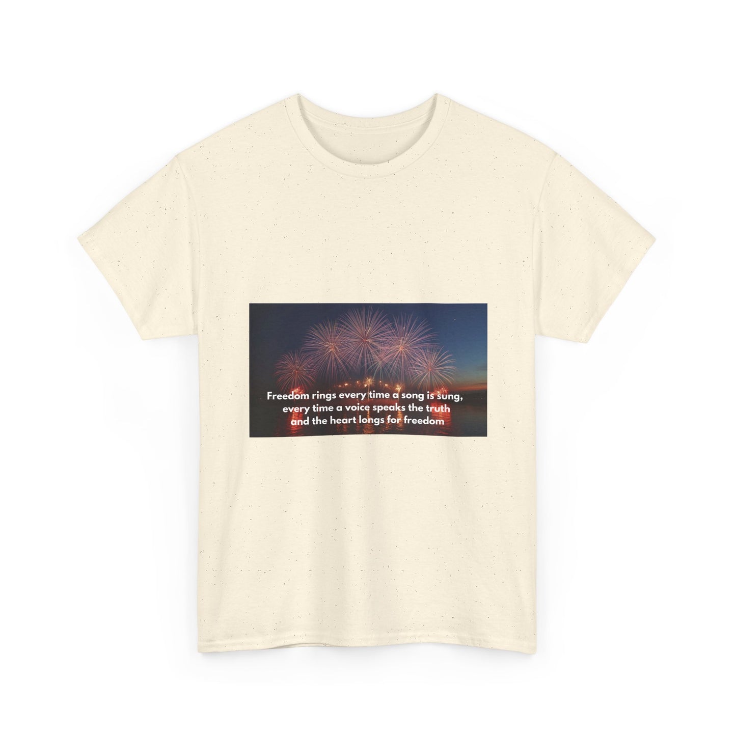 T-Shirt — Patriotic Fireworks Tee with 'Freedom Rings' Quote