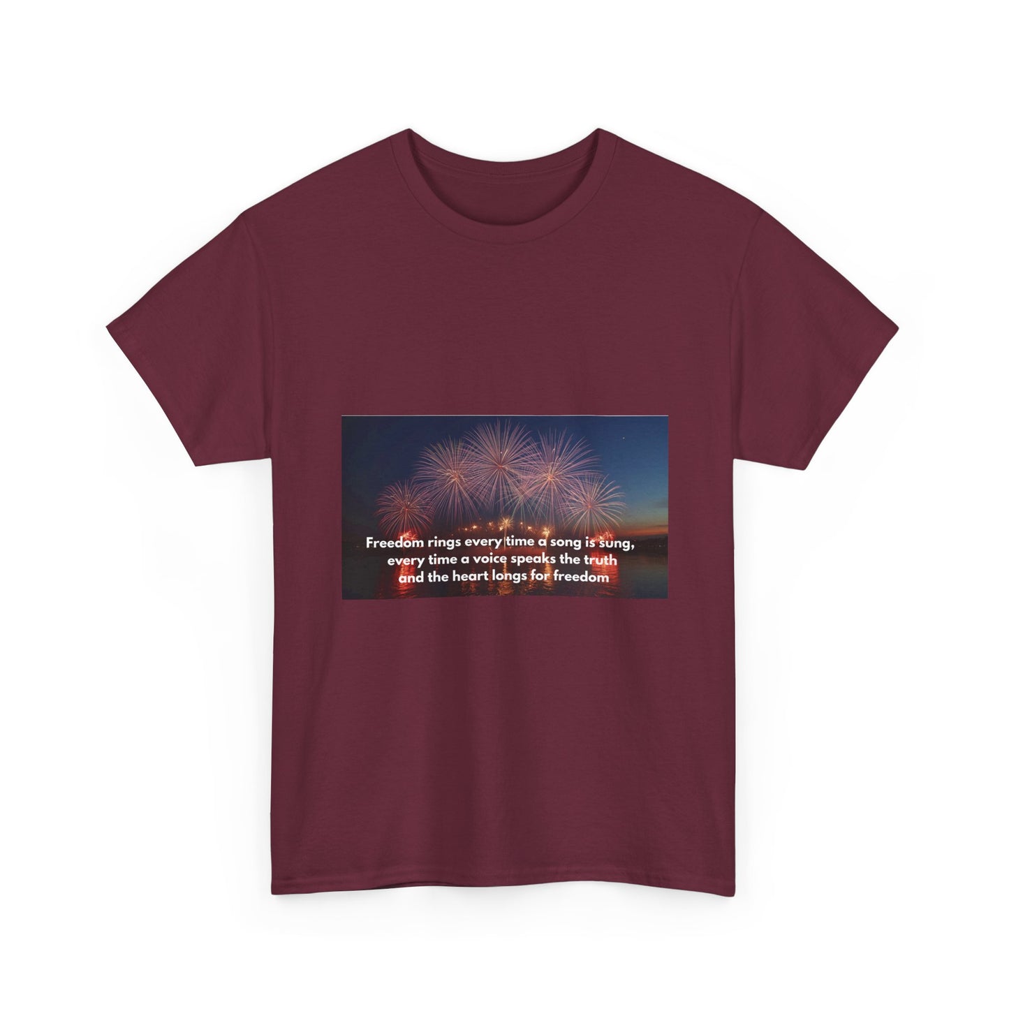 T-Shirt — Patriotic Fireworks Tee with 'Freedom Rings' Quote