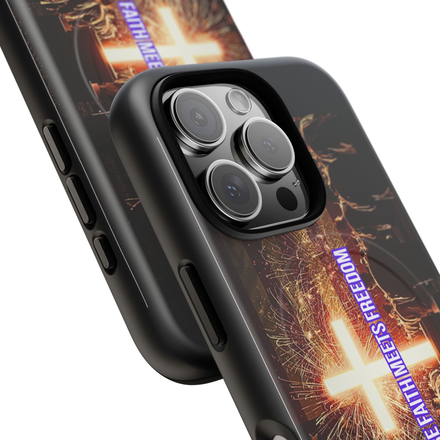 Christian Cross Phone Case - "Where Faith Meets Freedom" Tough Magnetic Case