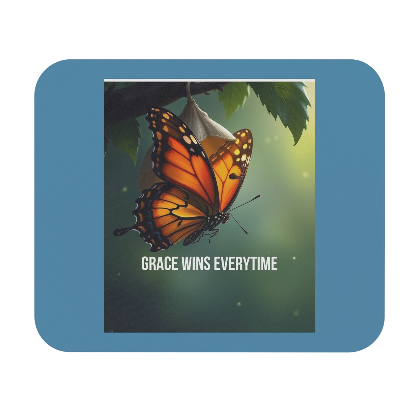 Butterfly Mouse Pad — 'Grace Wins Everytime' Inspirational Desk Mat