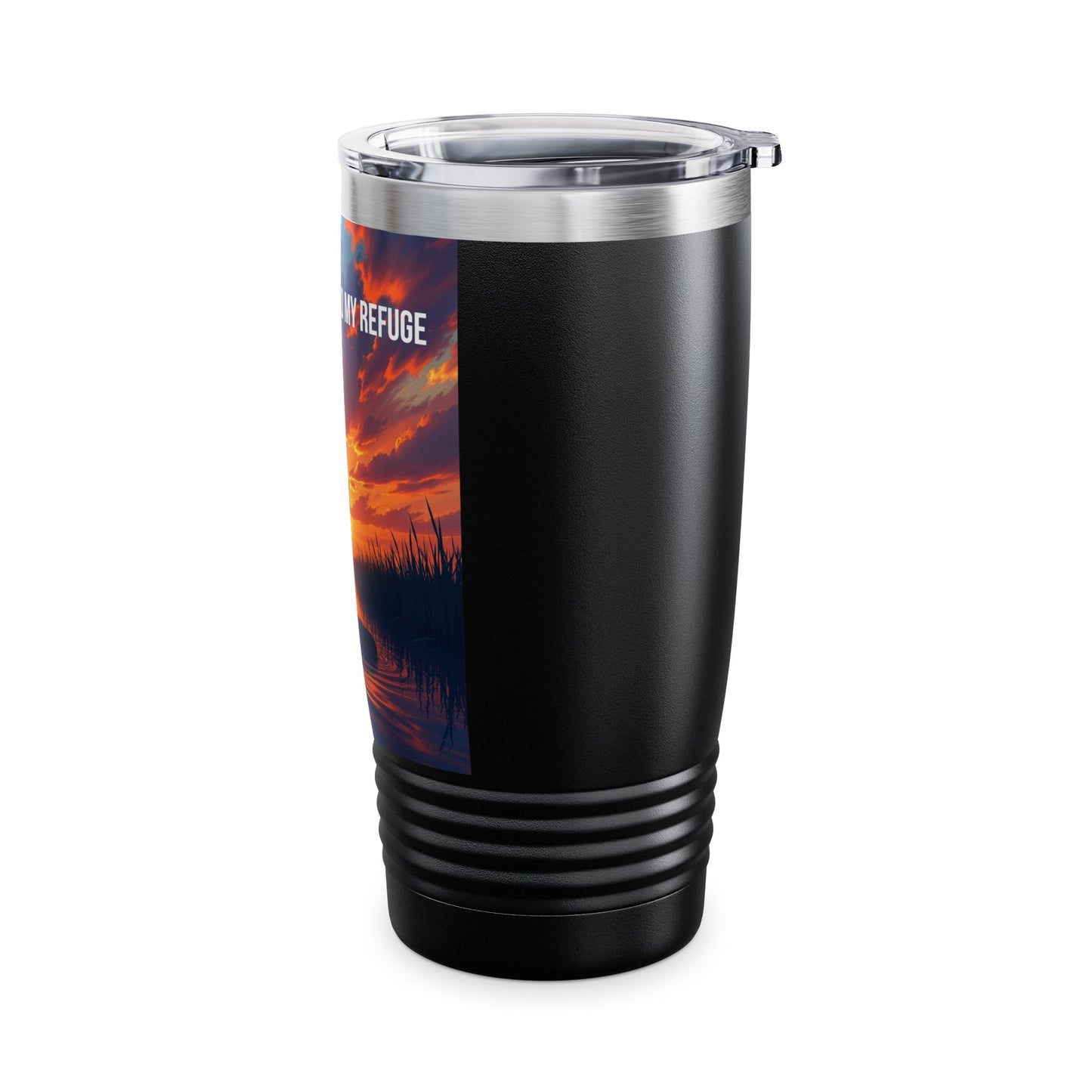 20oz Worship Tumbler – "In Worship, I Find My Refuge" Sunset Faith Travel Mug