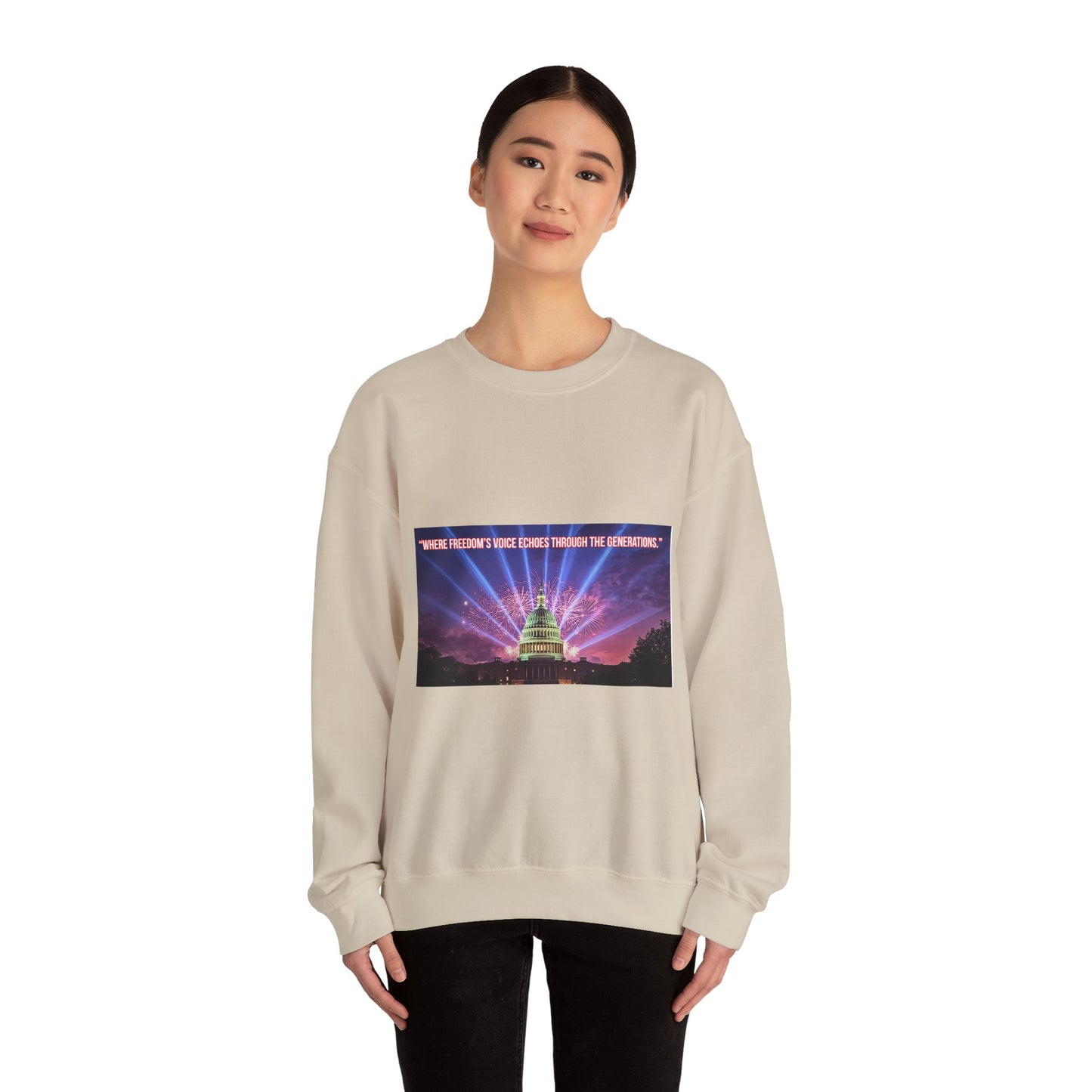 Crewneck Sweatshirt — "We’re Freedom’s Voice" Capitol Lightshow Graphic