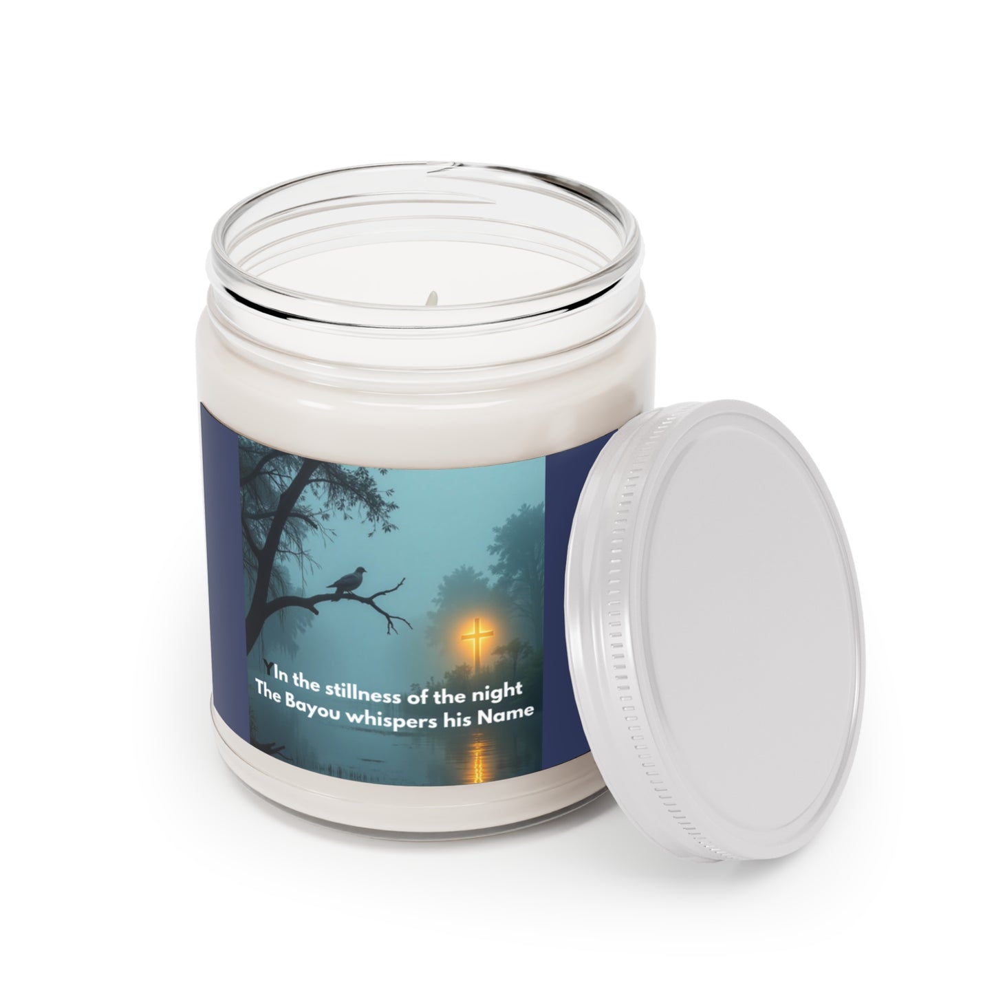 Bayou Night Soy Candle — 9oz Scented Jar with 'In the stillness of the night, The Bayou whispers his Name'