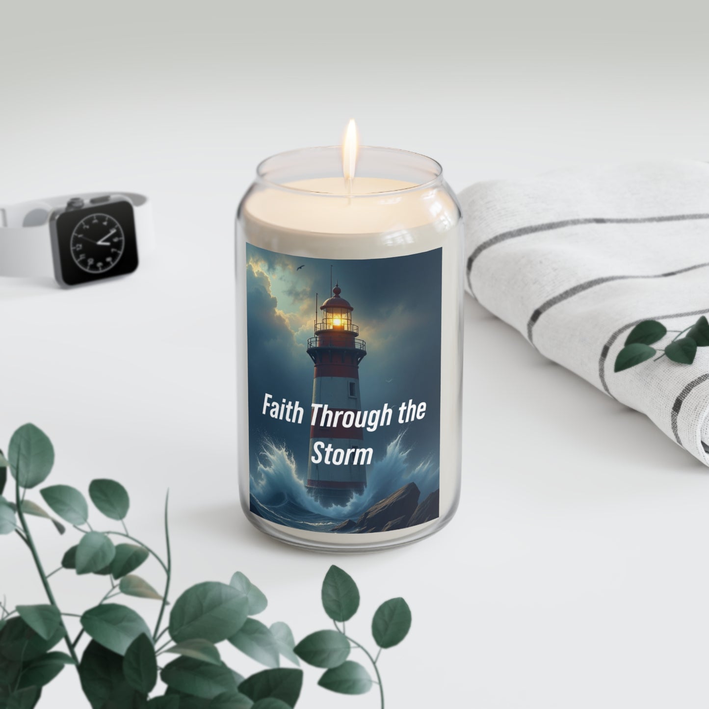 Lighthouse Scented Soy Candle — "Faith Through the Storm" 13.75oz