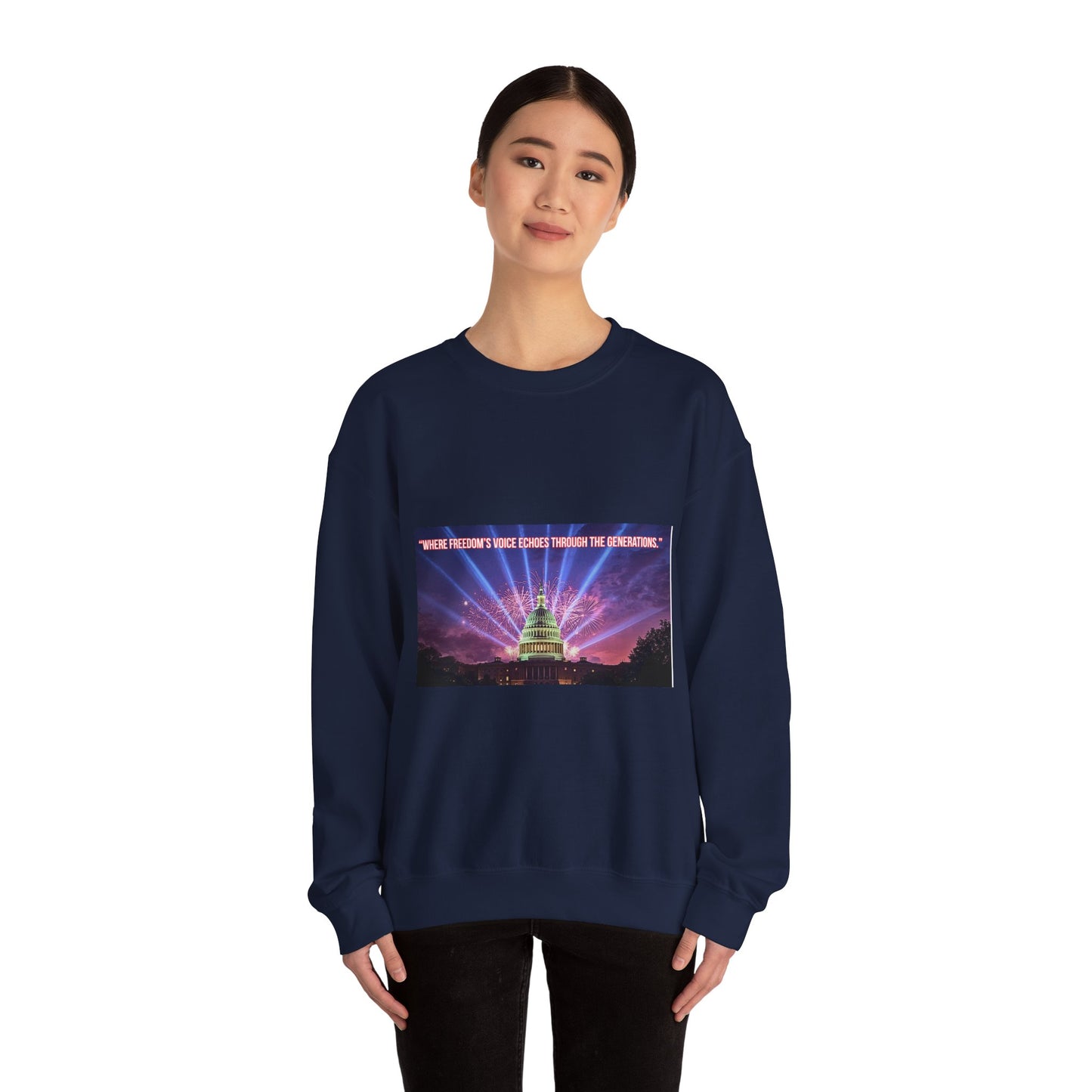 Crewneck Sweatshirt — "We’re Freedom’s Voice" Capitol Lightshow Graphic