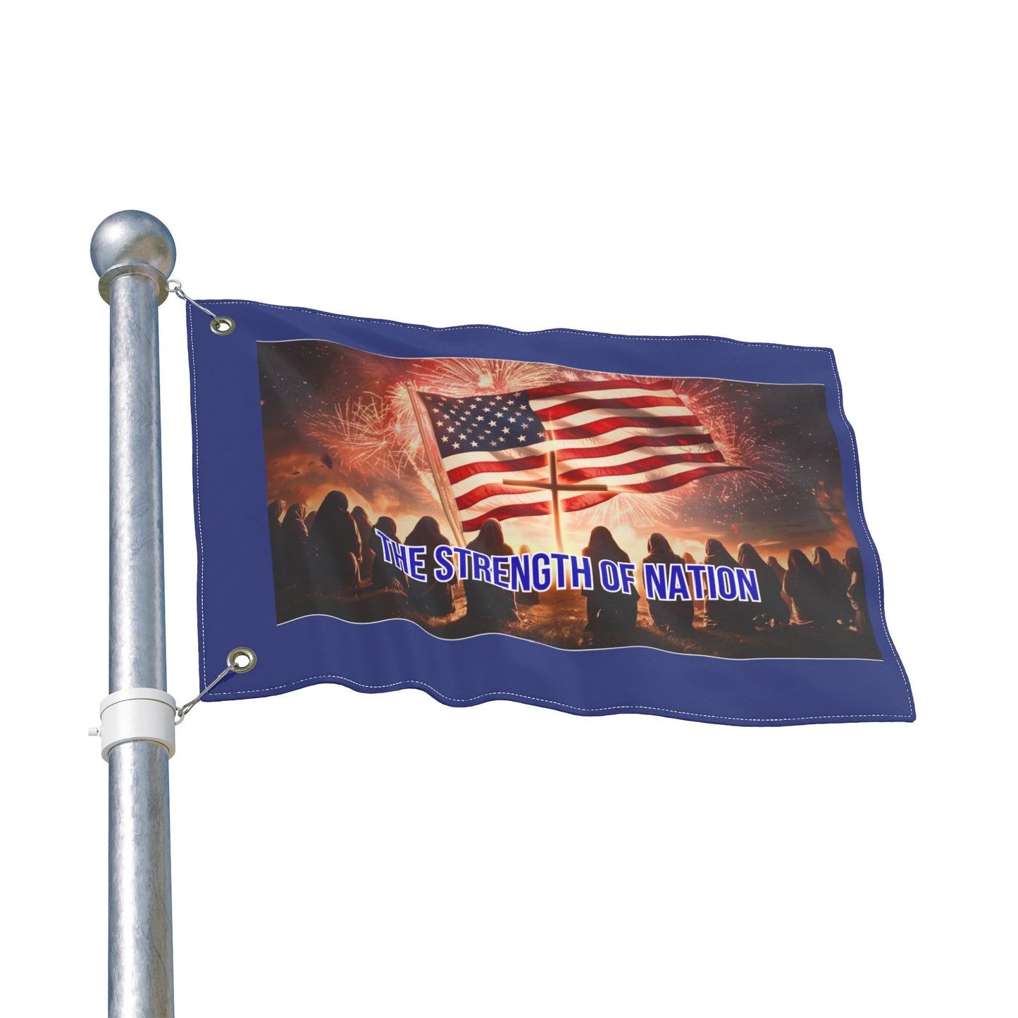 Patriotic Double-Sided Flag - "The Strength of the Nation" Fireworks Memorial Display