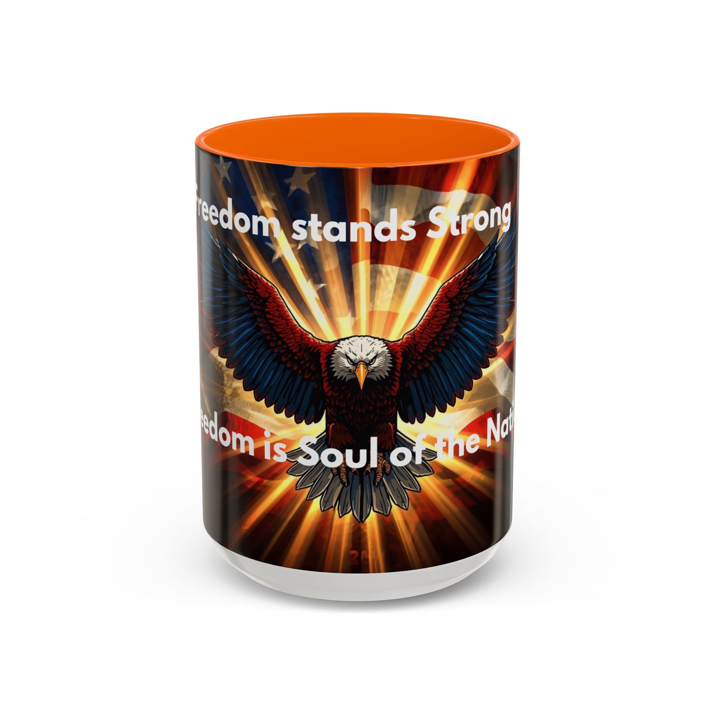Patriotic Eagle Coffee Mug — "Freedom Stands Strong" Accent 11/15oz